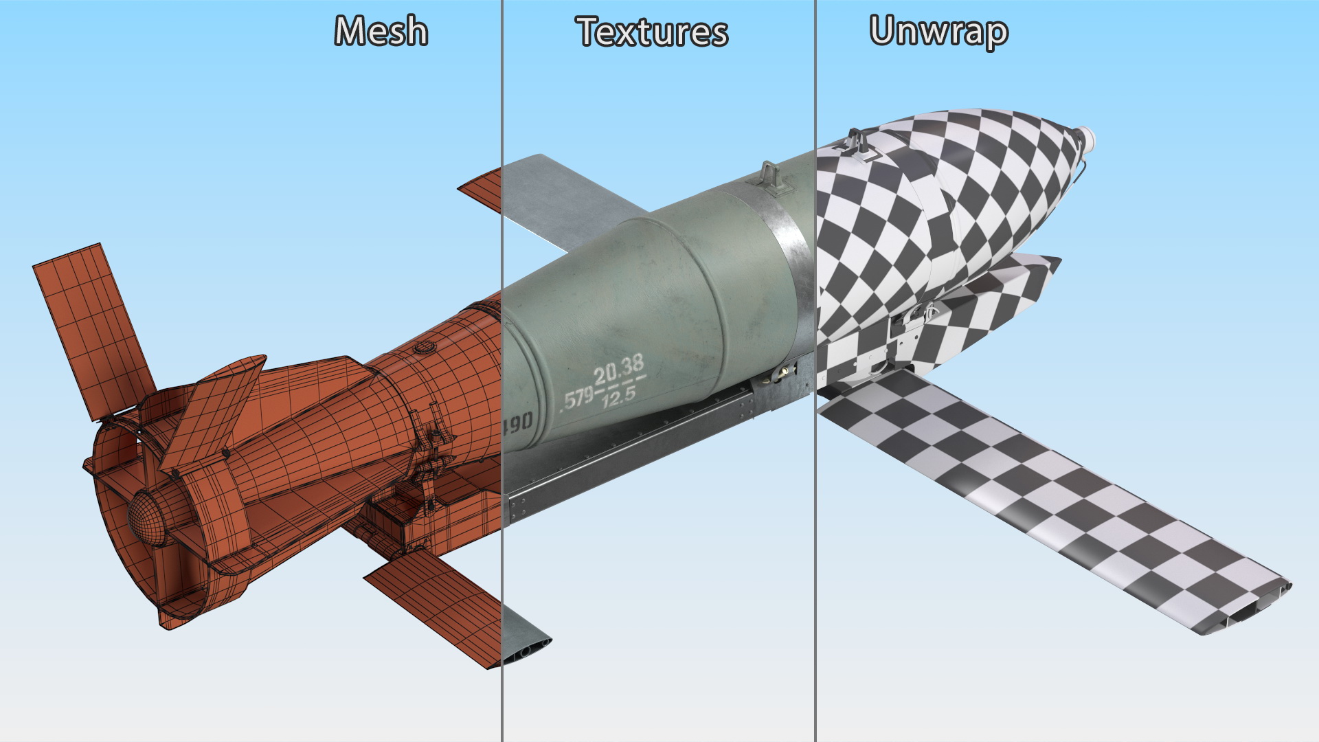 3D Russian FAB 500 M62 Air Bomb with UMPK model