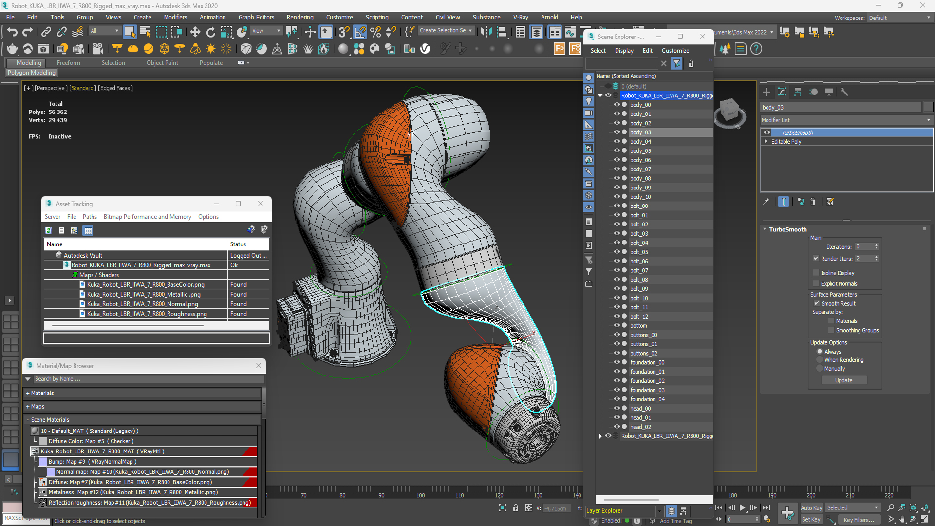 Robot KUKA LBR IIWA 7 R800 Rigged for Cinema 4D 3D
