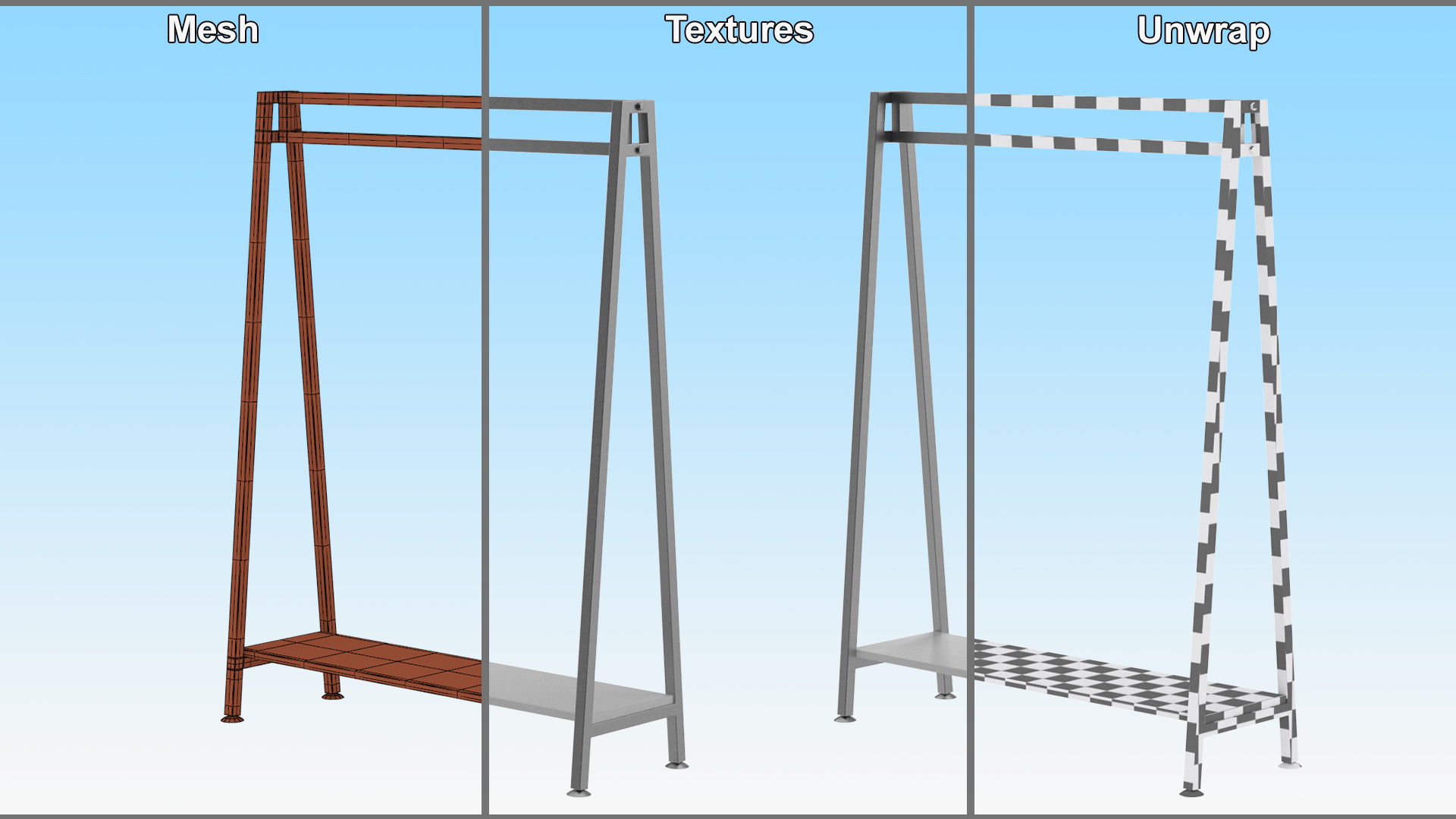 Silver Cloth Coat Rack 3D