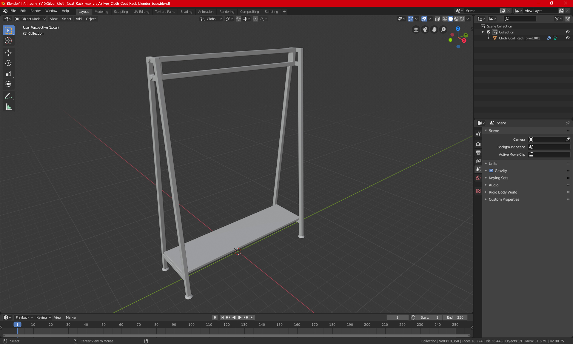 Silver Cloth Coat Rack 3D