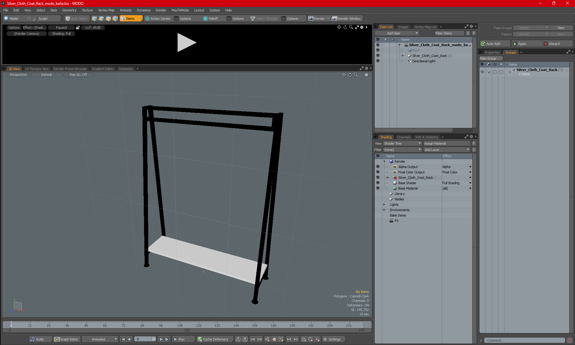 Silver Cloth Coat Rack 3D