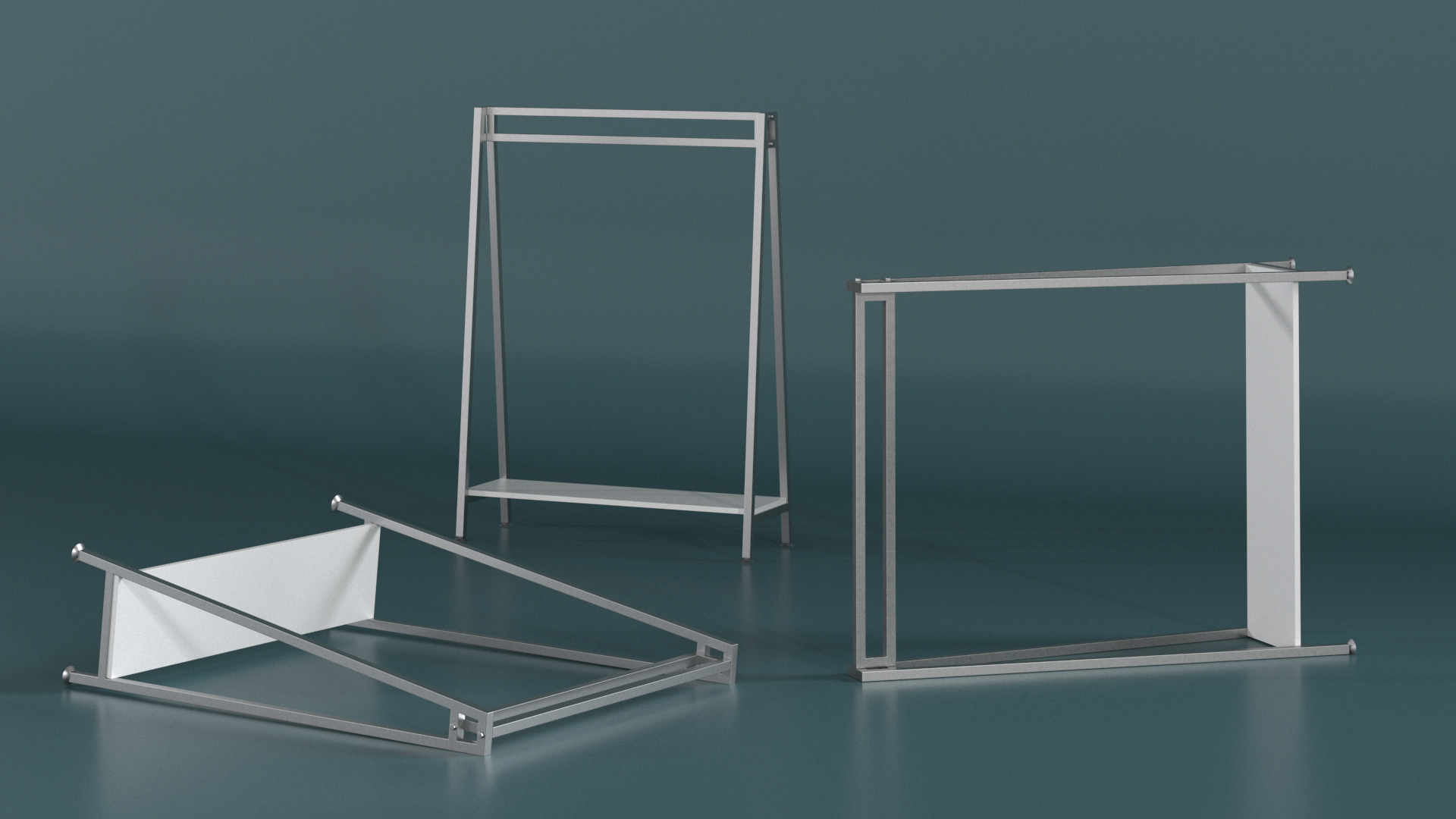 Silver Cloth Coat Rack 3D