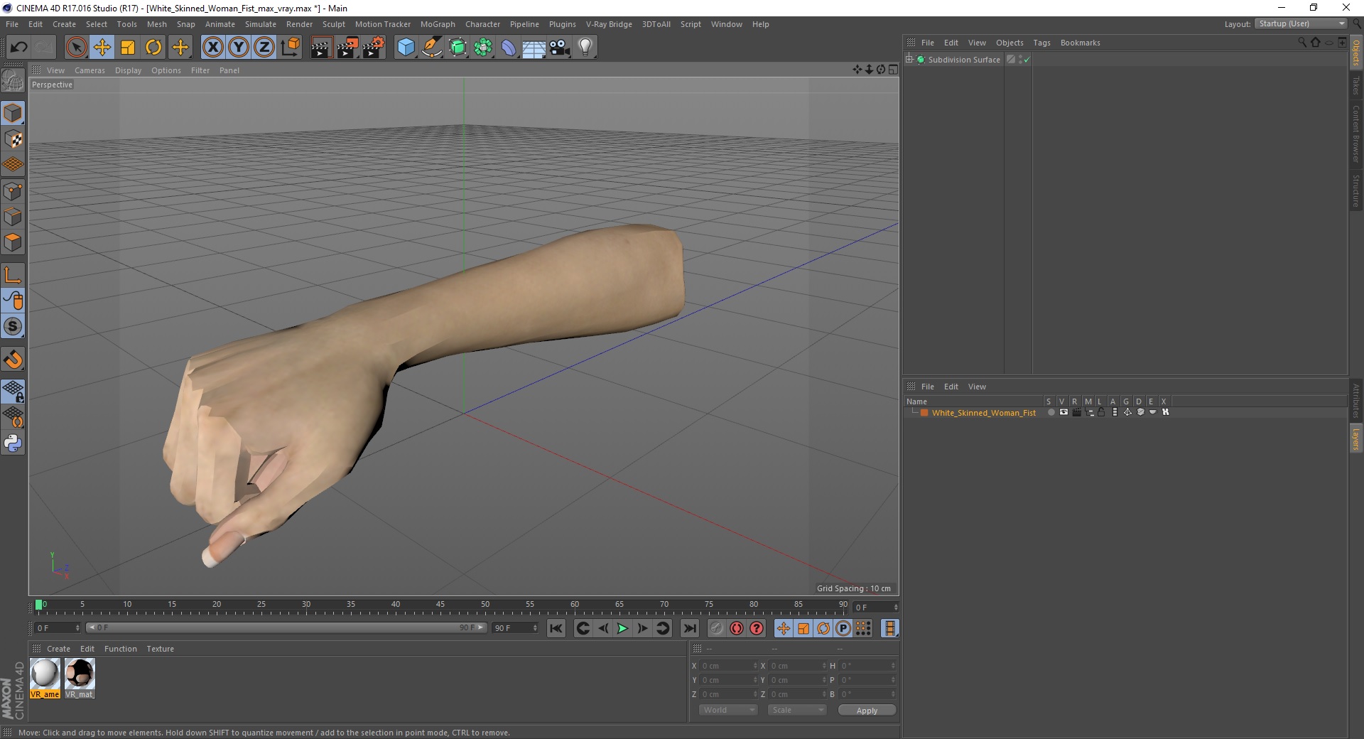 White Skinned Woman Fist 3D model