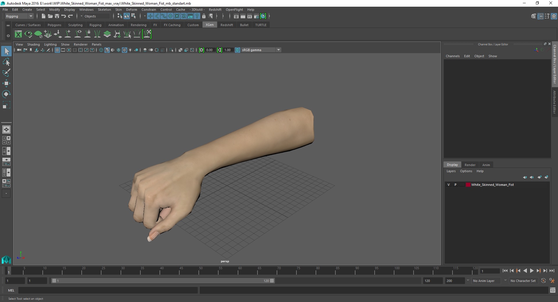 White Skinned Woman Fist 3D model