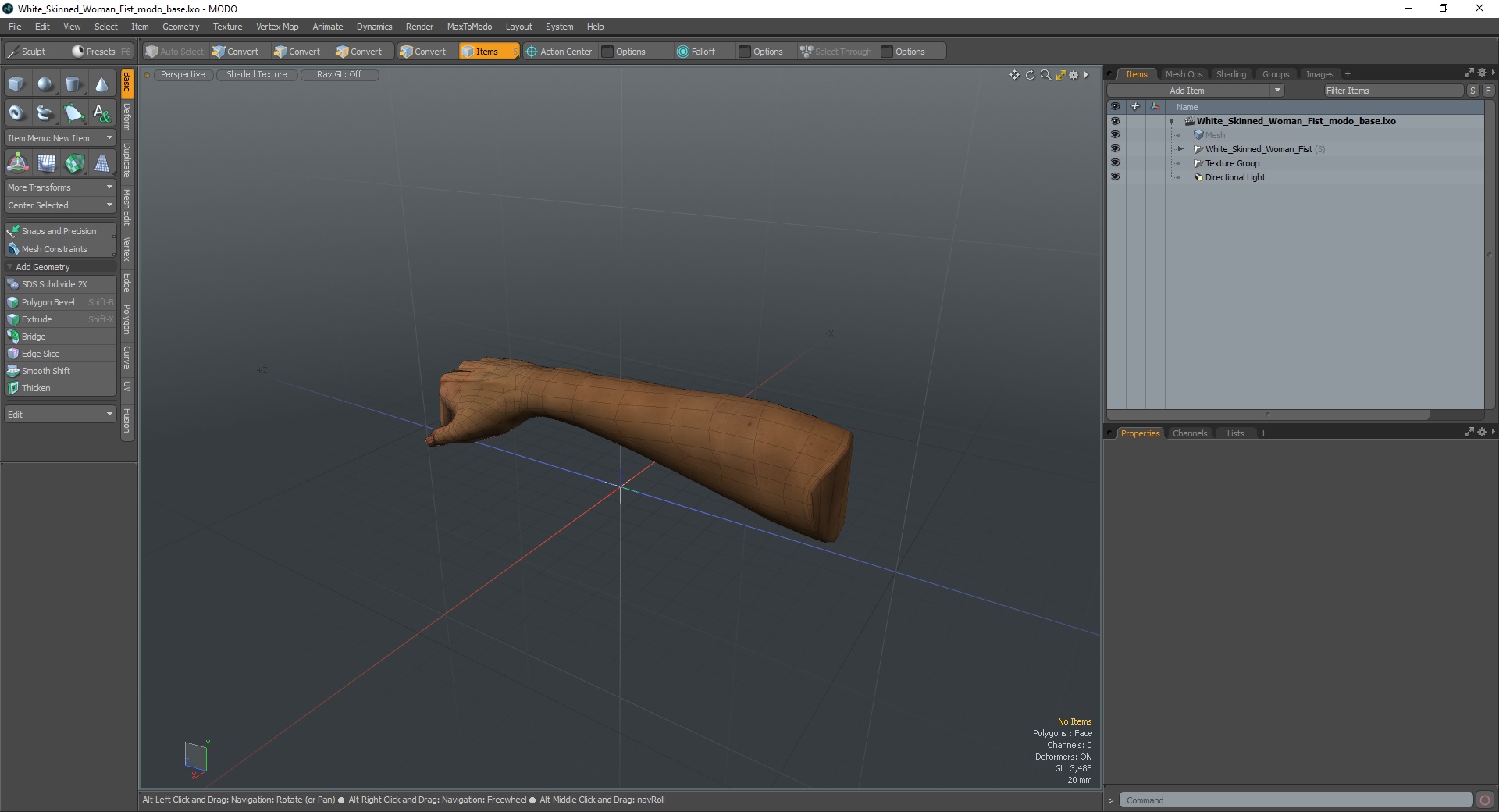 White Skinned Woman Fist 3D model
