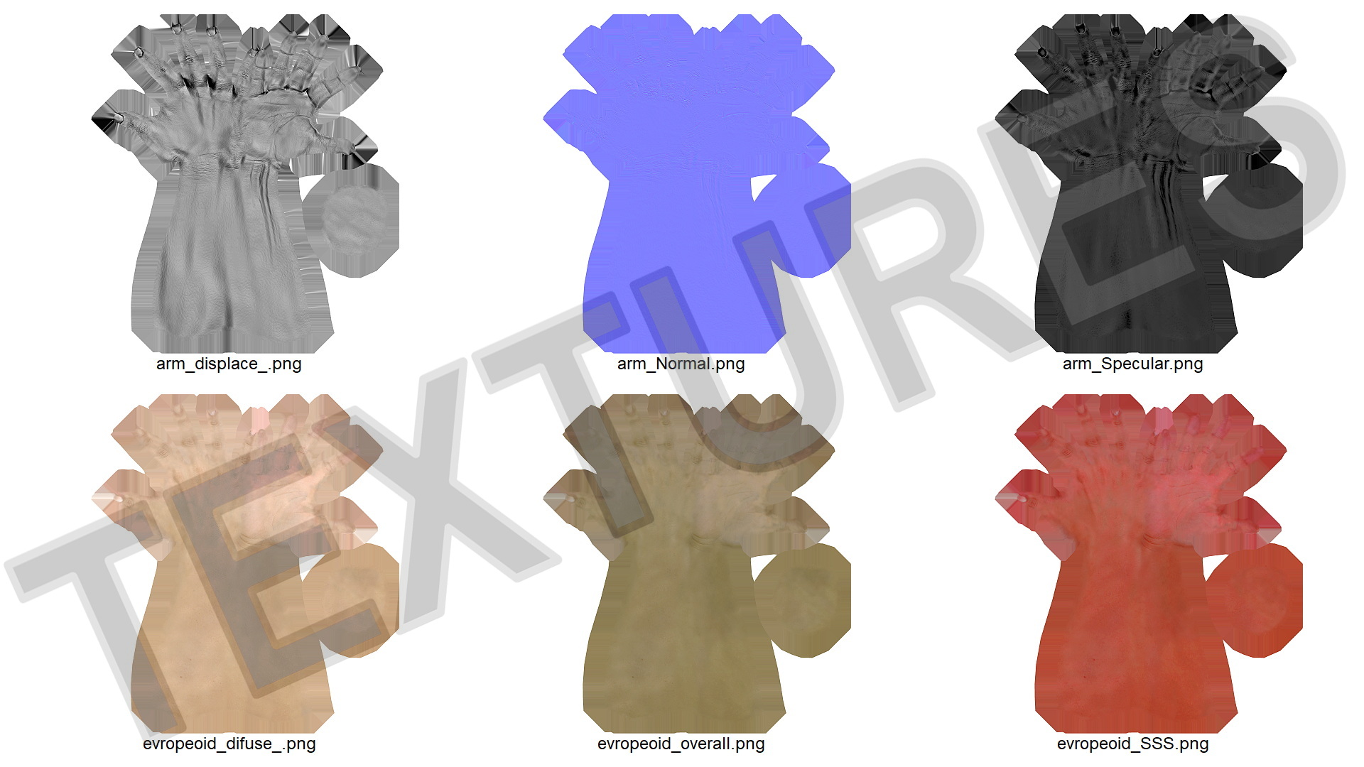 White Skinned Woman Fist 3D model