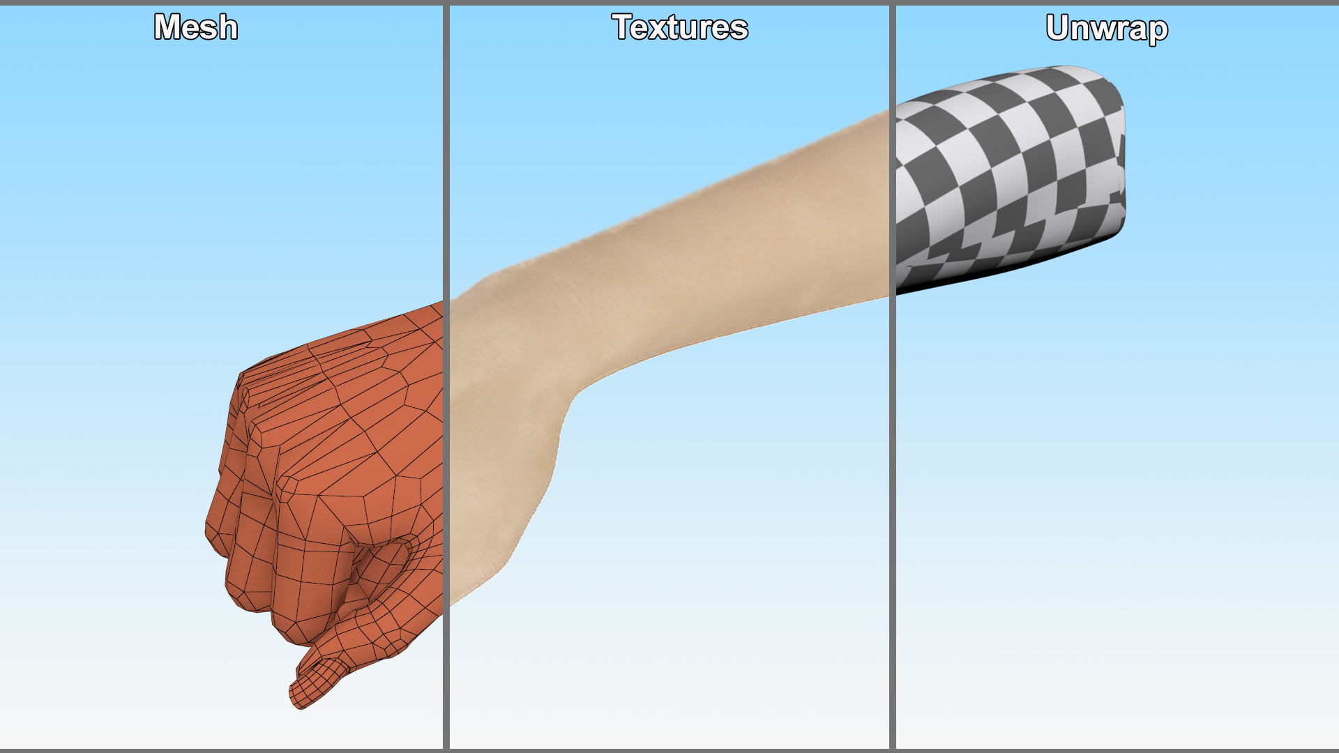 White Skinned Woman Fist 3D model
