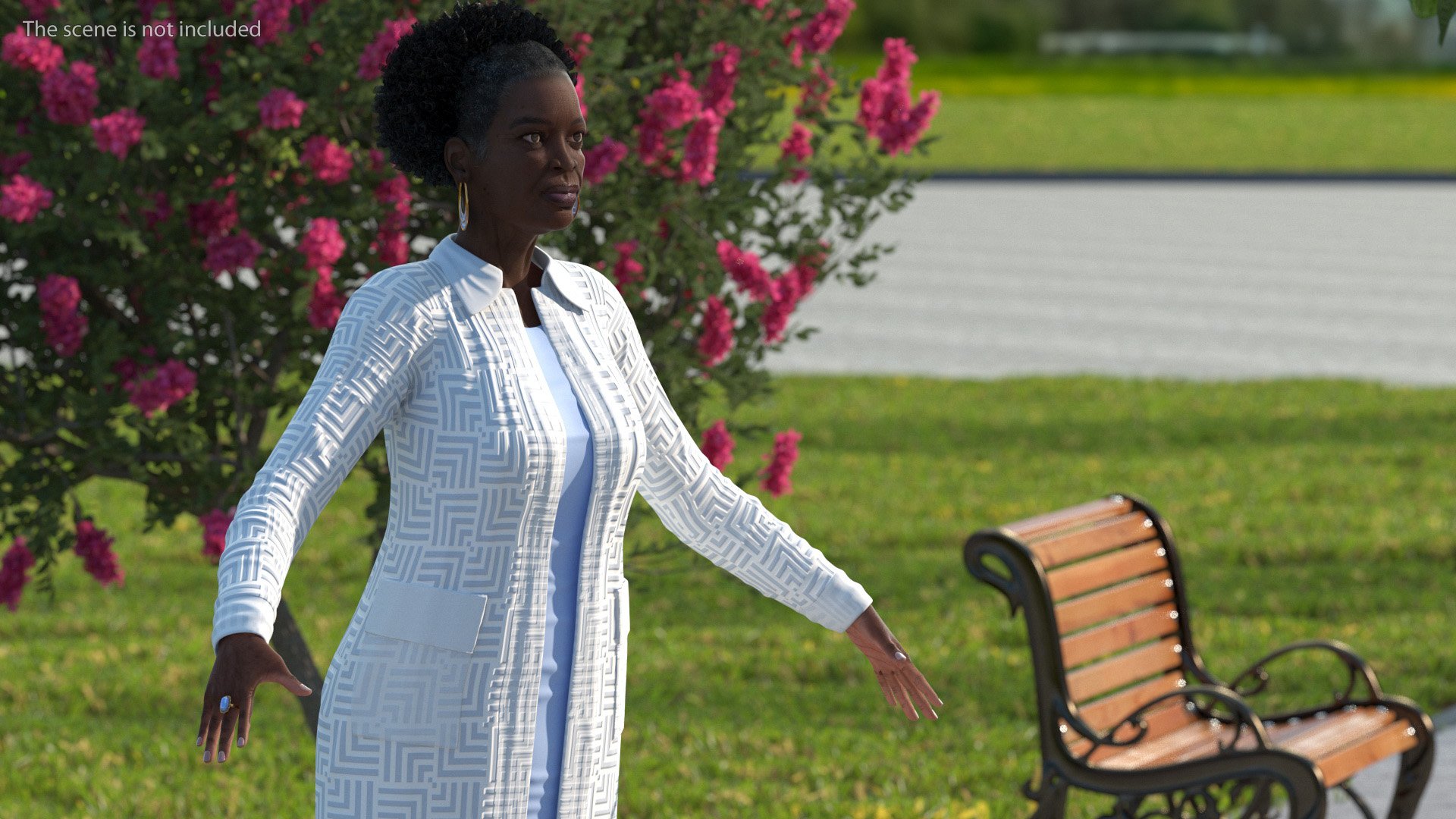 3D Black Elderly Woman Everyday Style A-Pose
