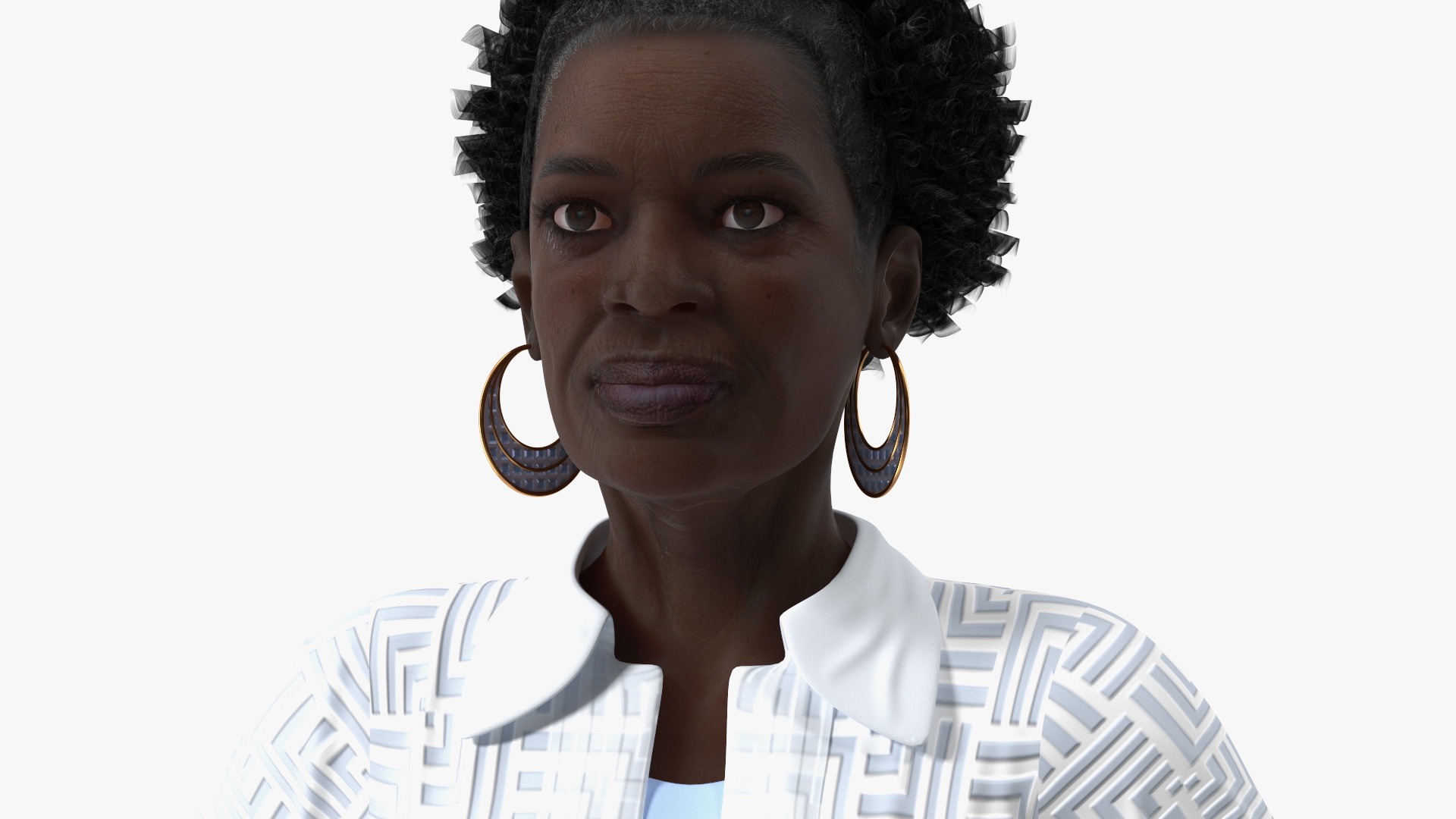 3D Black Elderly Woman Everyday Style A-Pose