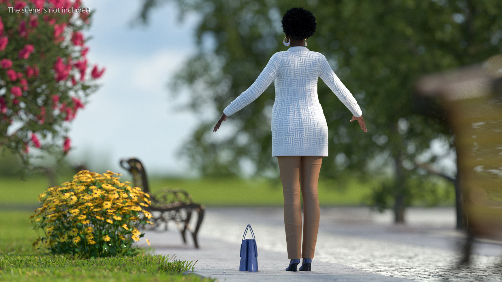 3D Black Elderly Woman Everyday Style A-Pose