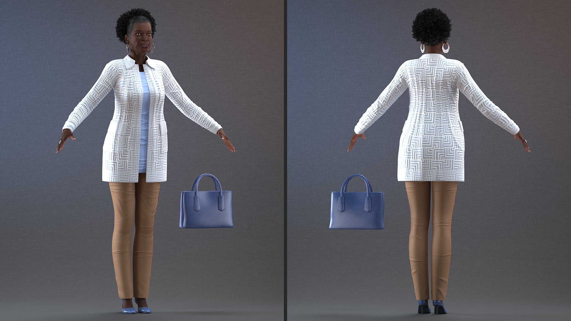 3D Black Elderly Woman Everyday Style A-Pose