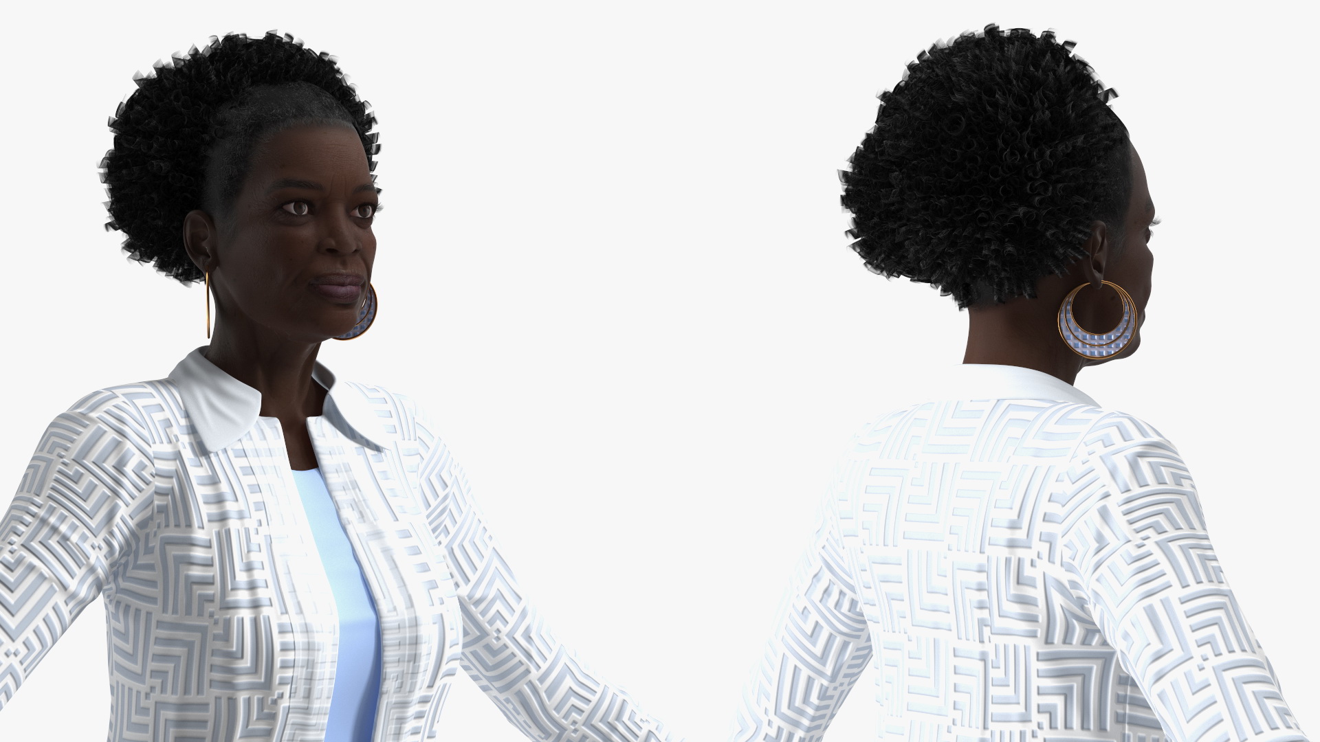 3D Black Elderly Woman Everyday Style A-Pose