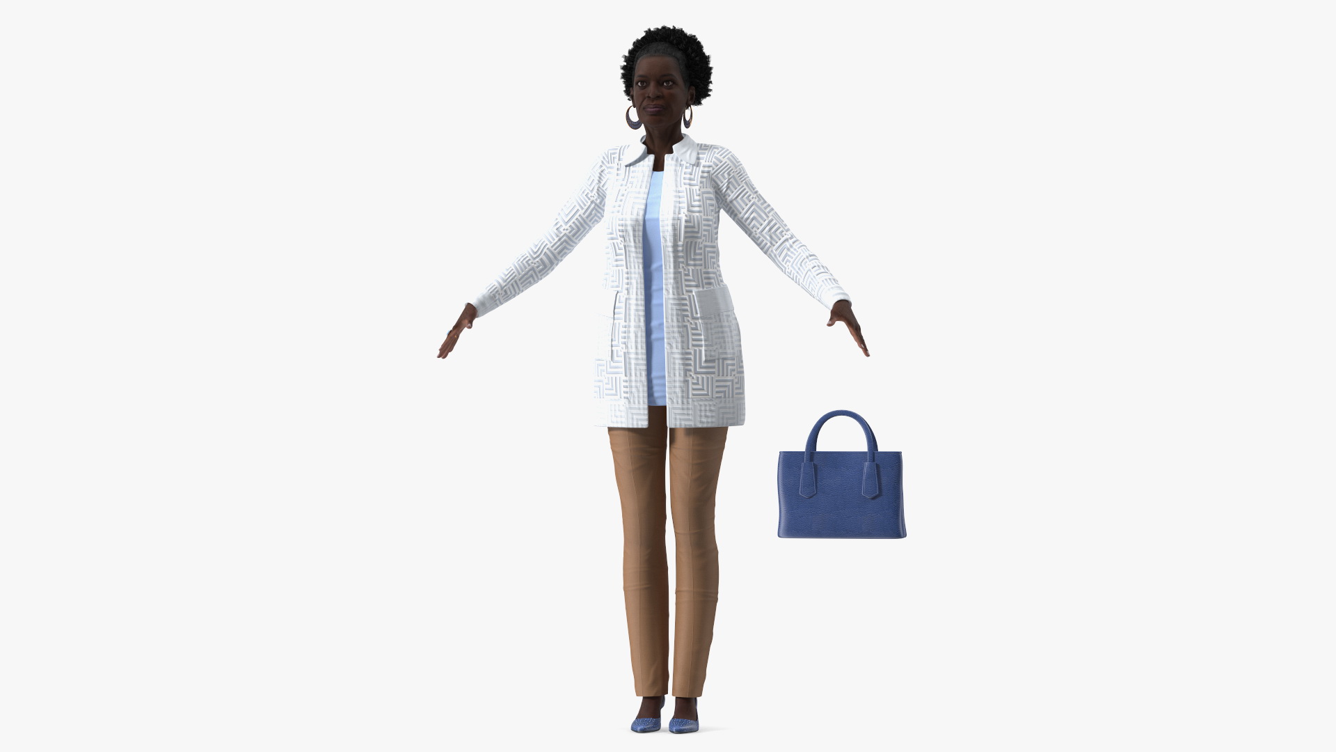 3D Black Elderly Woman Everyday Style A-Pose