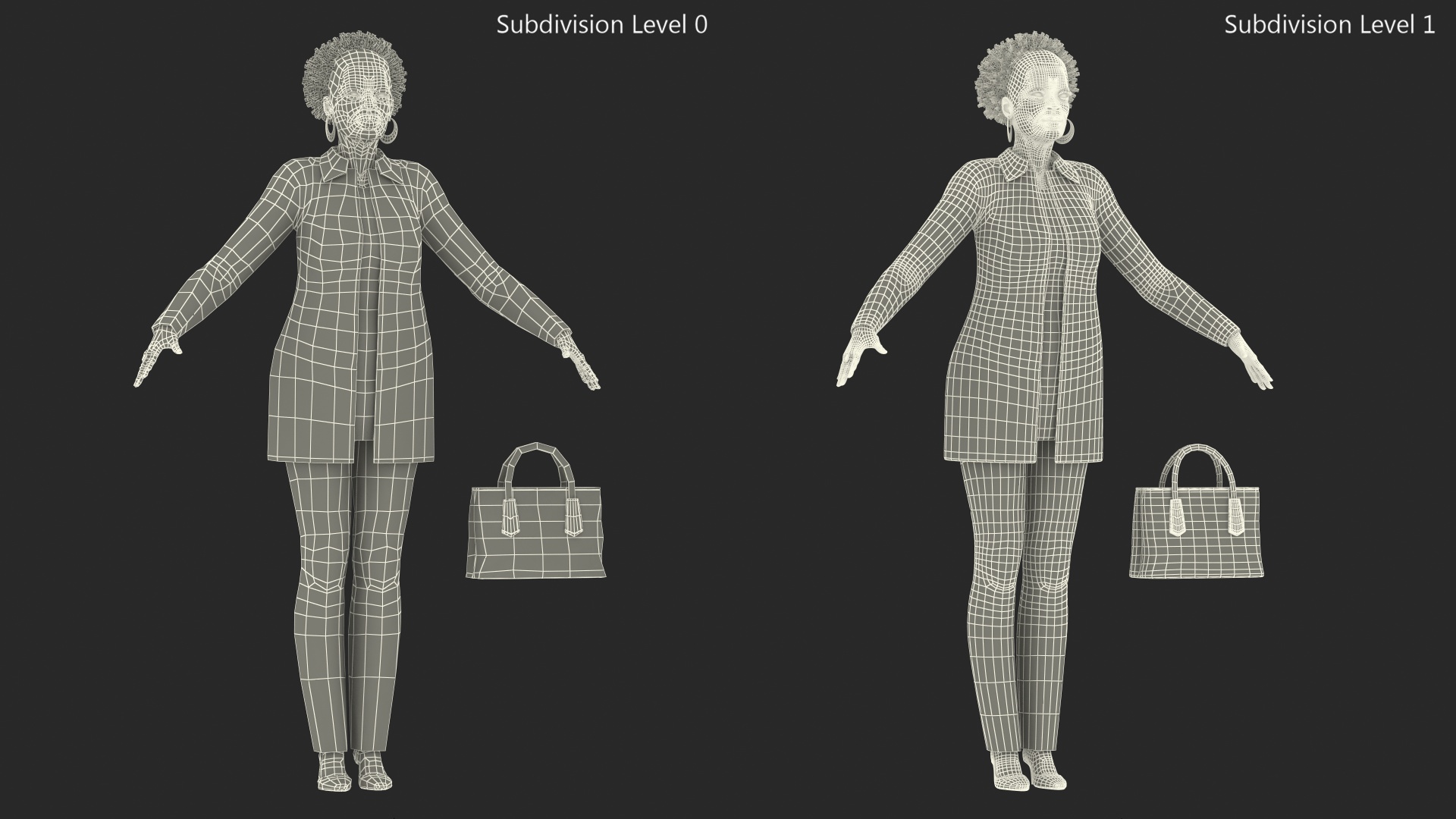 3D Black Elderly Woman Everyday Style A-Pose