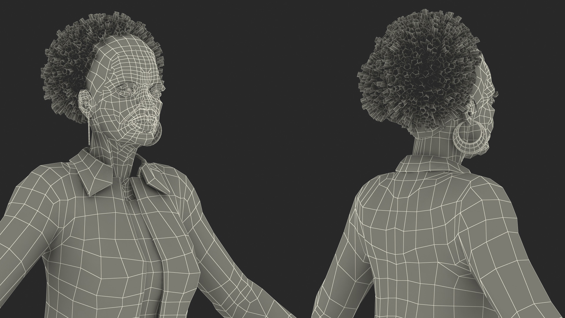 3D Black Elderly Woman Everyday Style A-Pose