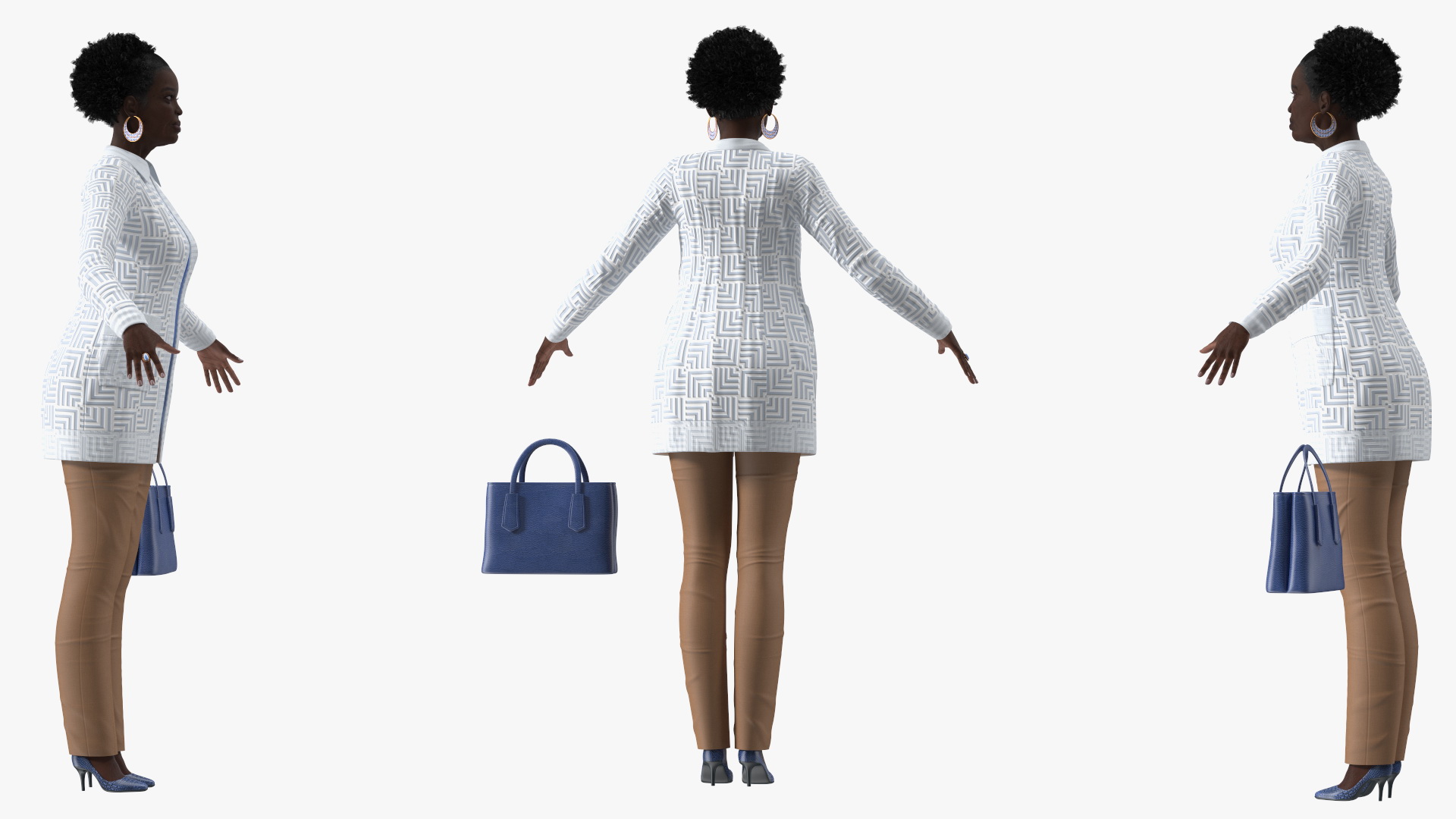 3D Black Elderly Woman Everyday Style A-Pose