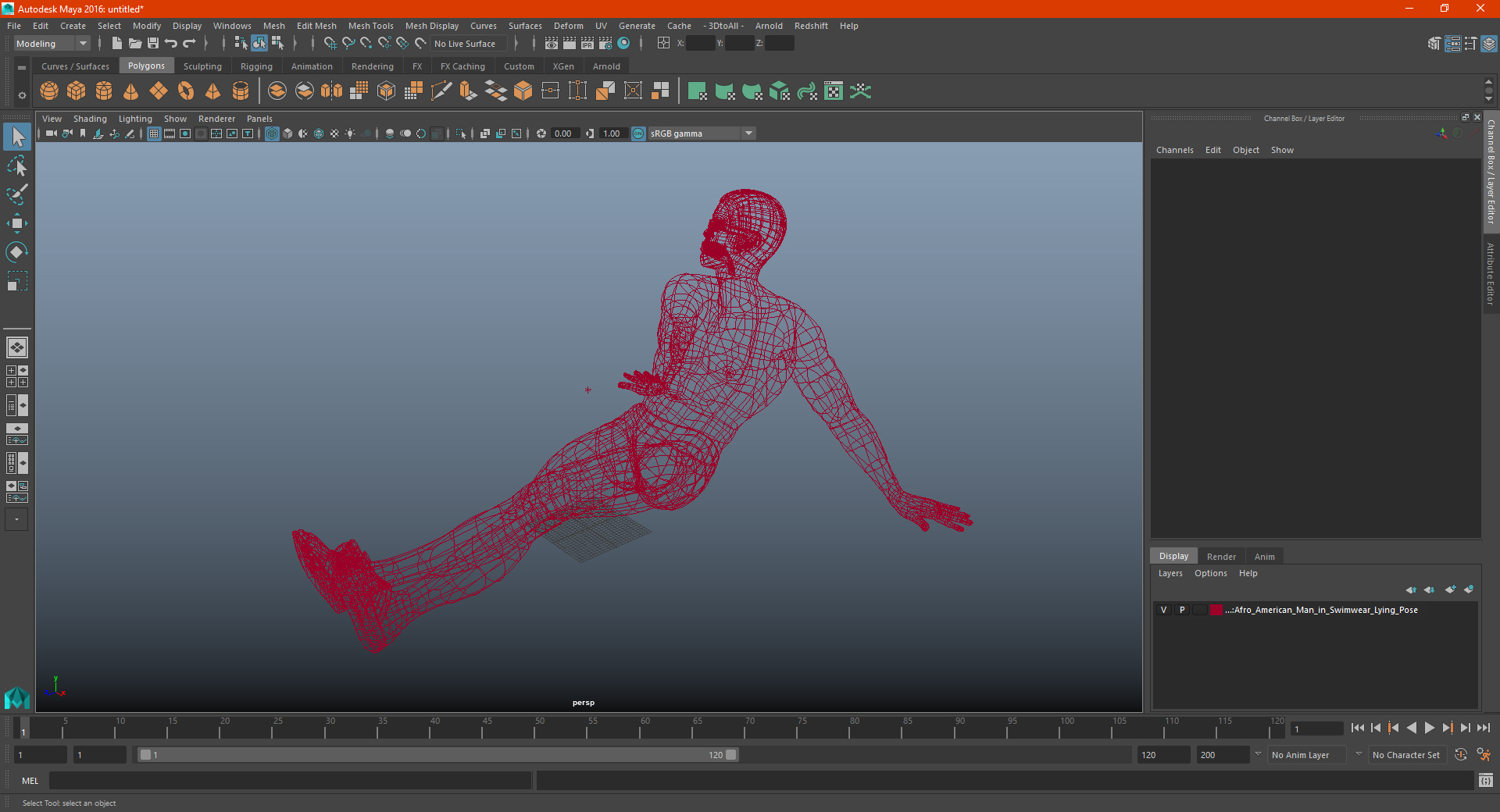 3D model Afro American Man in Swimwear Lying Pose