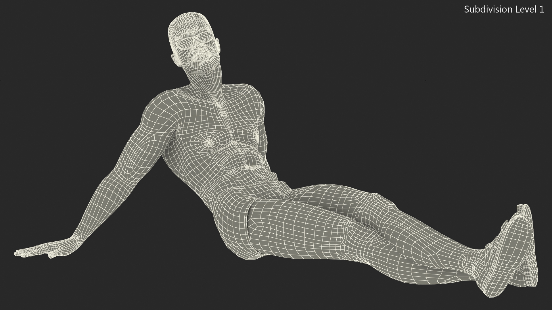 3D model Afro American Man in Swimwear Lying Pose