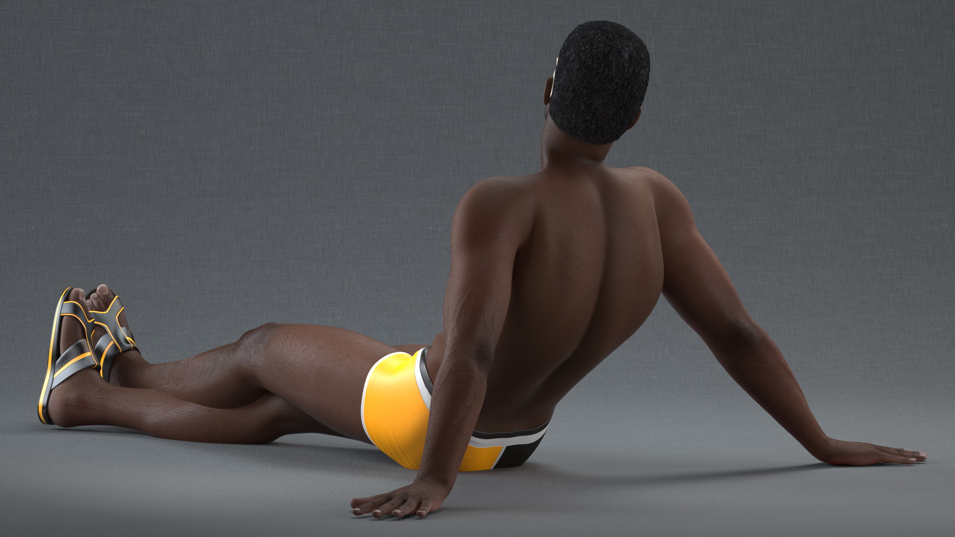 3D model Afro American Man in Swimwear Lying Pose
