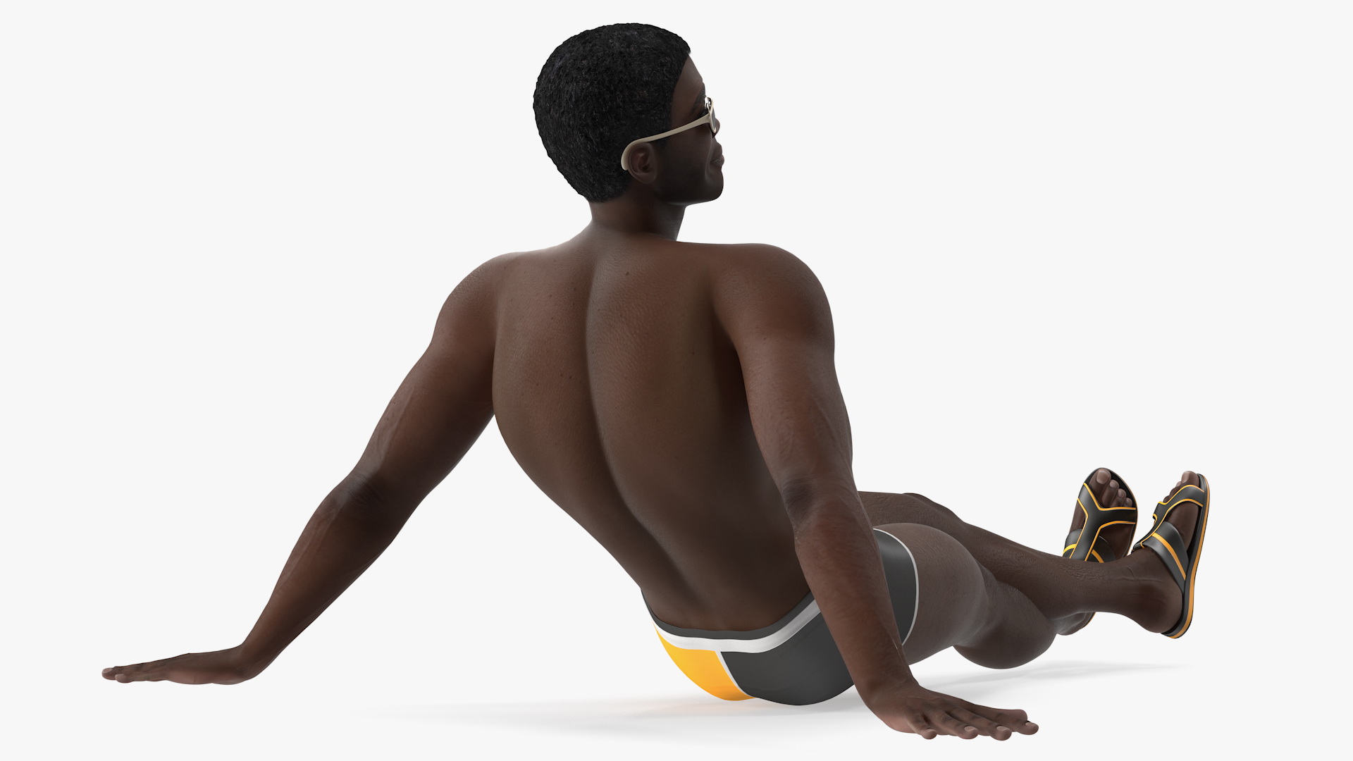 3D model Afro American Man in Swimwear Lying Pose