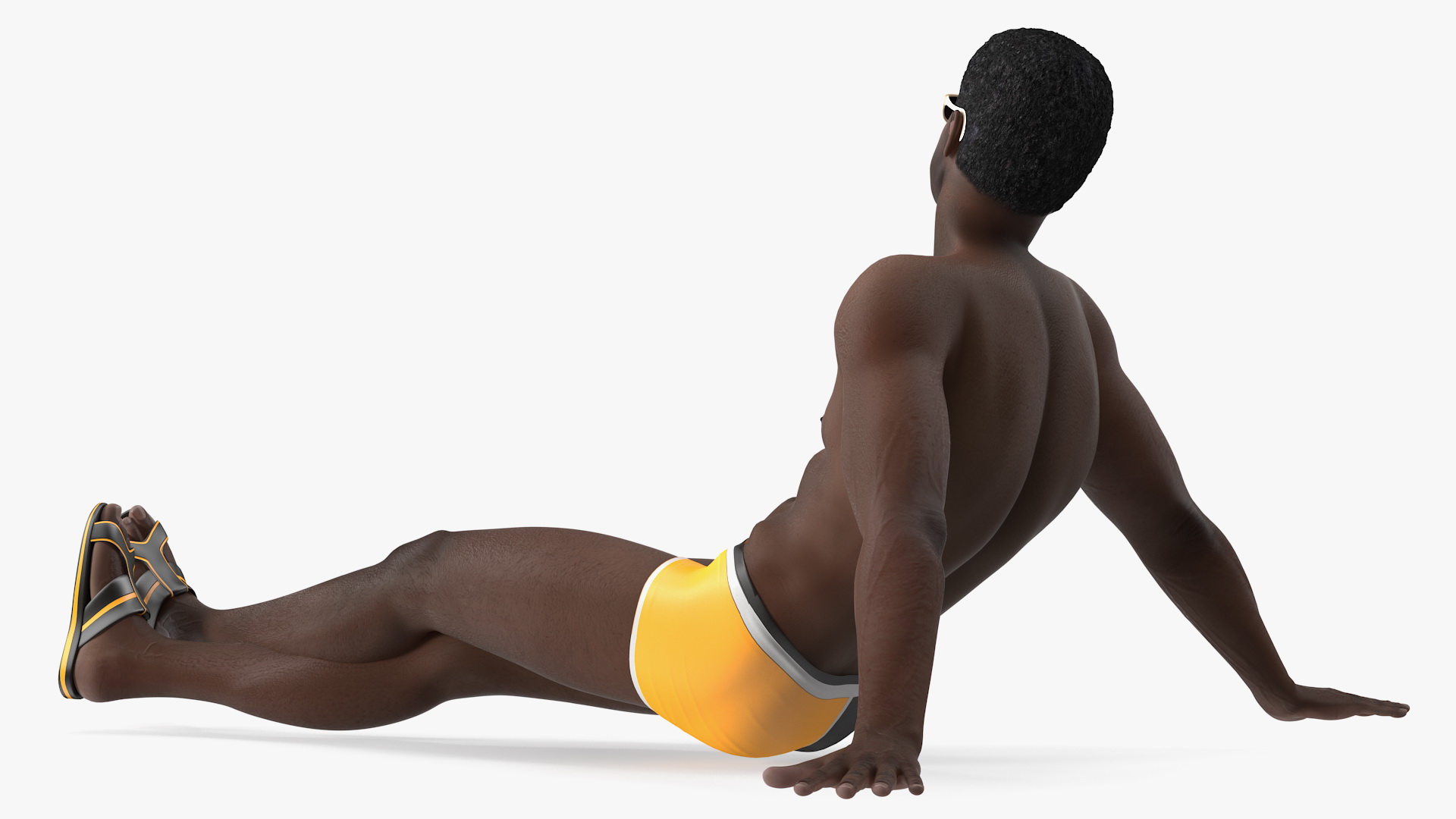 3D model Afro American Man in Swimwear Lying Pose