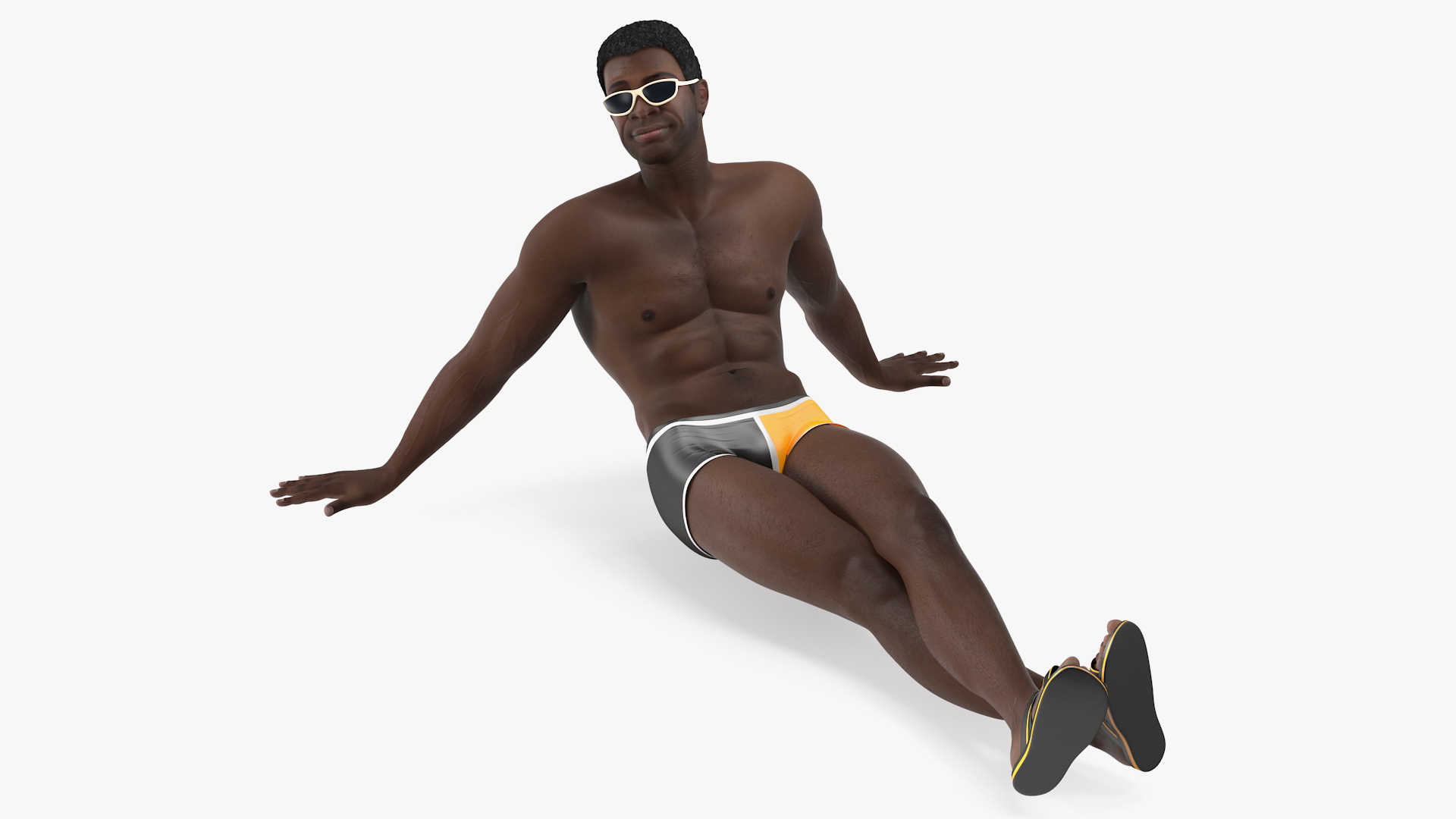 3D model Afro American Man in Swimwear Lying Pose