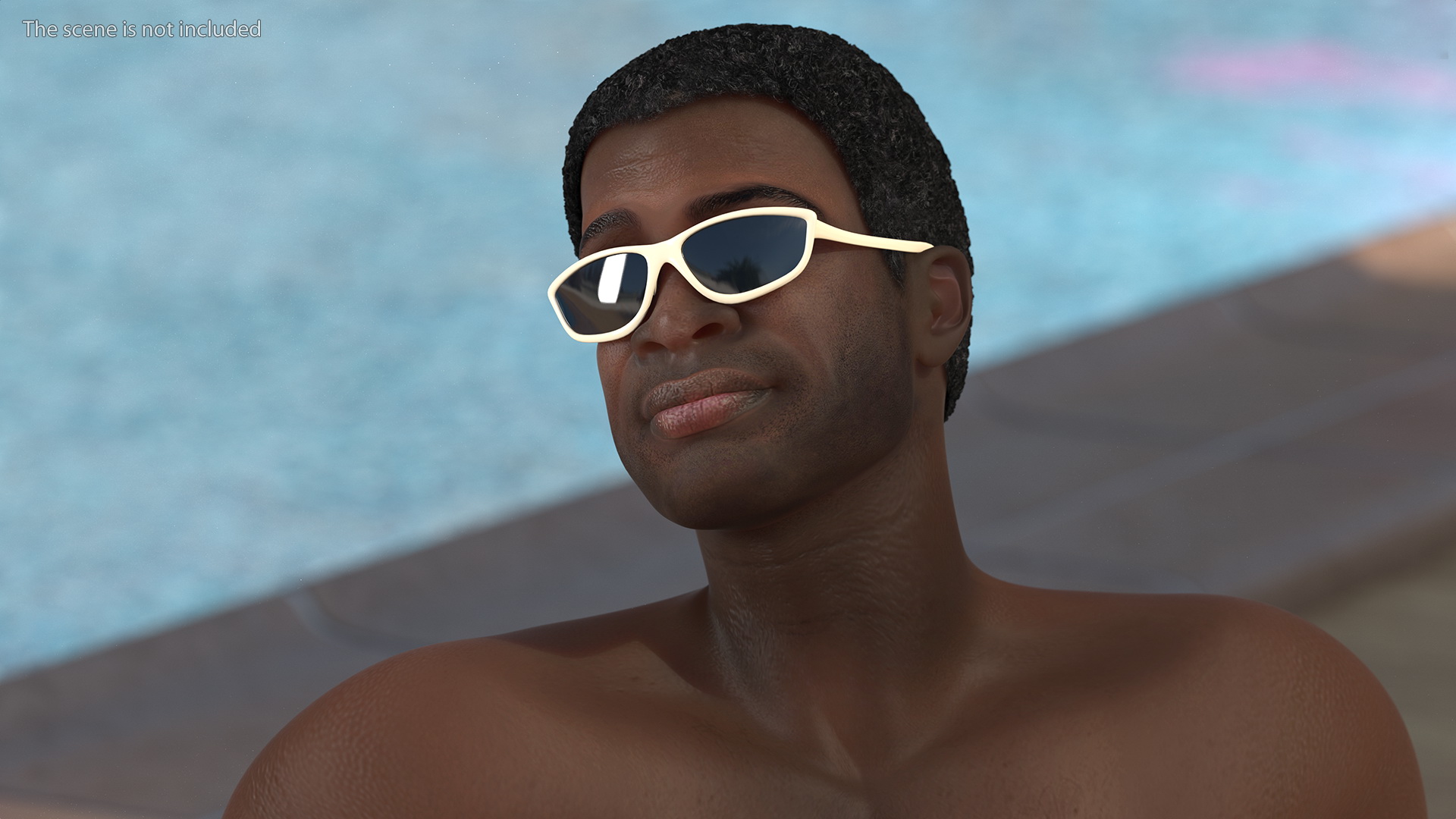 3D model Afro American Man in Swimwear Lying Pose