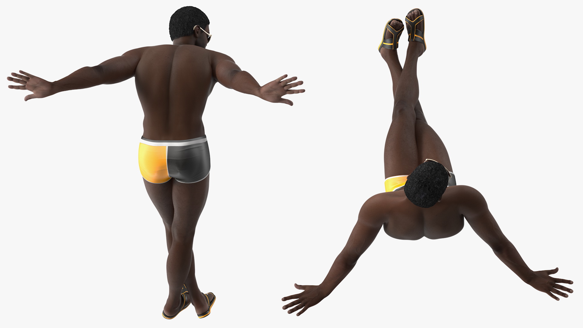 3D model Afro American Man in Swimwear Lying Pose