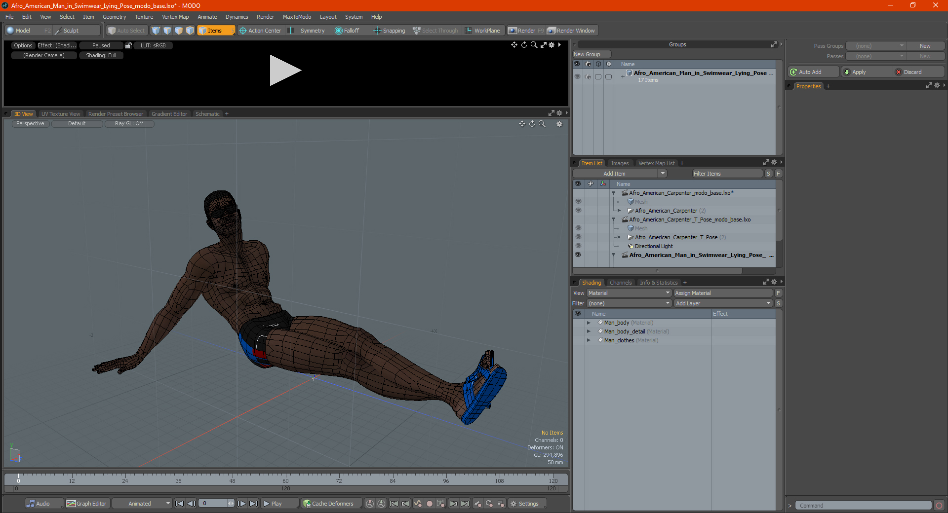3D model Afro American Man in Swimwear Lying Pose