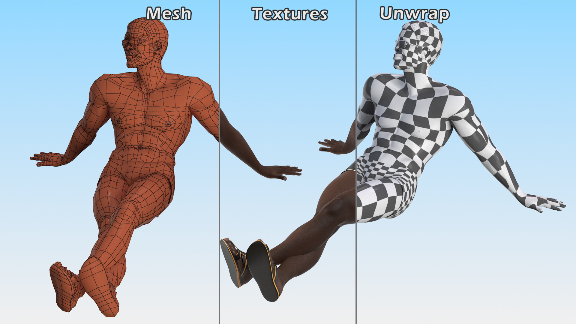 3D model Afro American Man in Swimwear Lying Pose