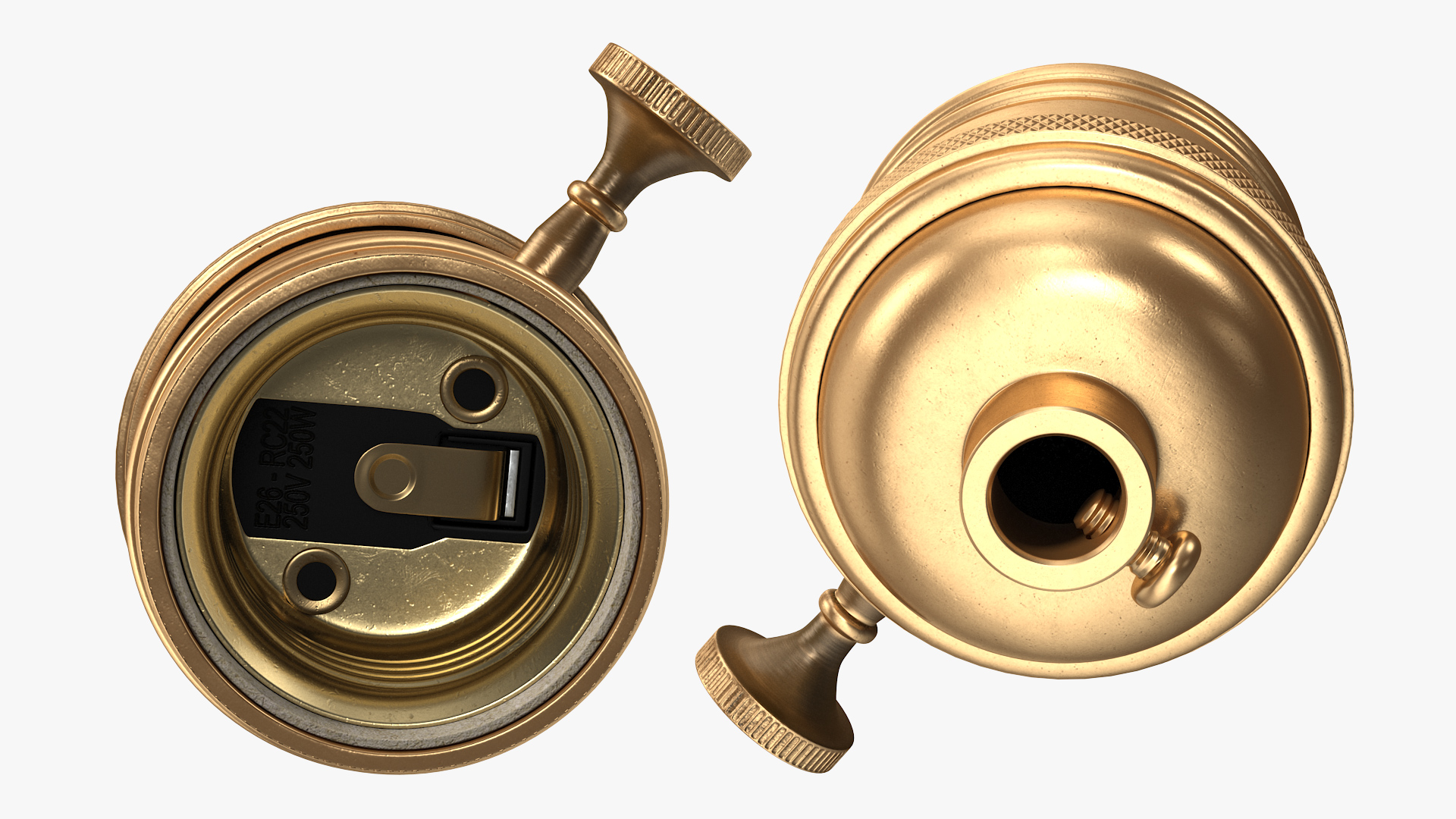 3D Vintage Lightbulb Socket Bronze