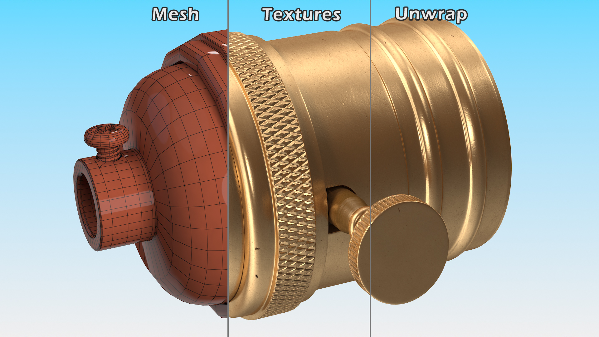 3D Vintage Lightbulb Socket Bronze