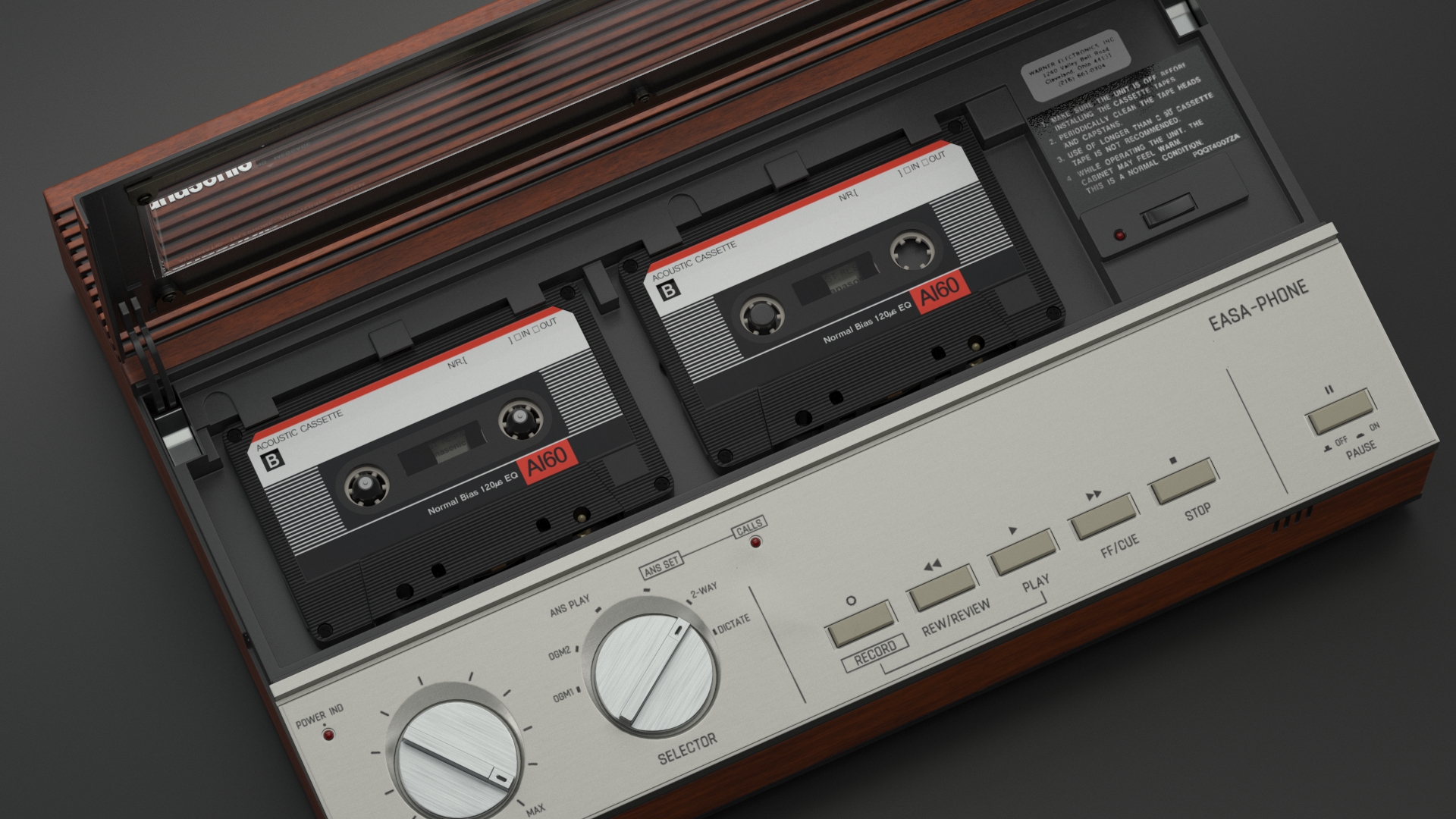 3D model Vintage Panasonic Easa Phone Cassette Tape Answering Machine