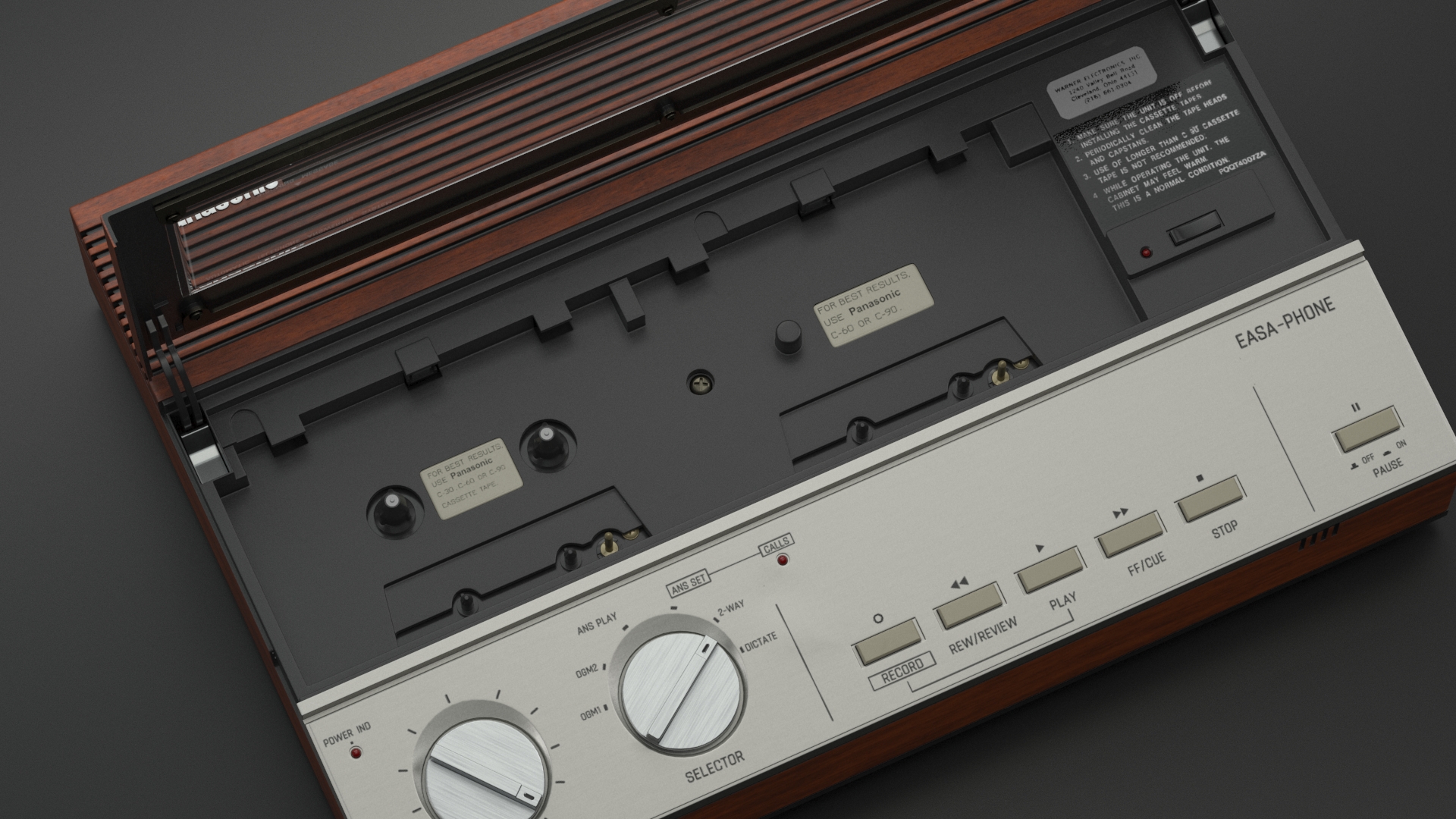 3D model Vintage Panasonic Easa Phone Cassette Tape Answering Machine