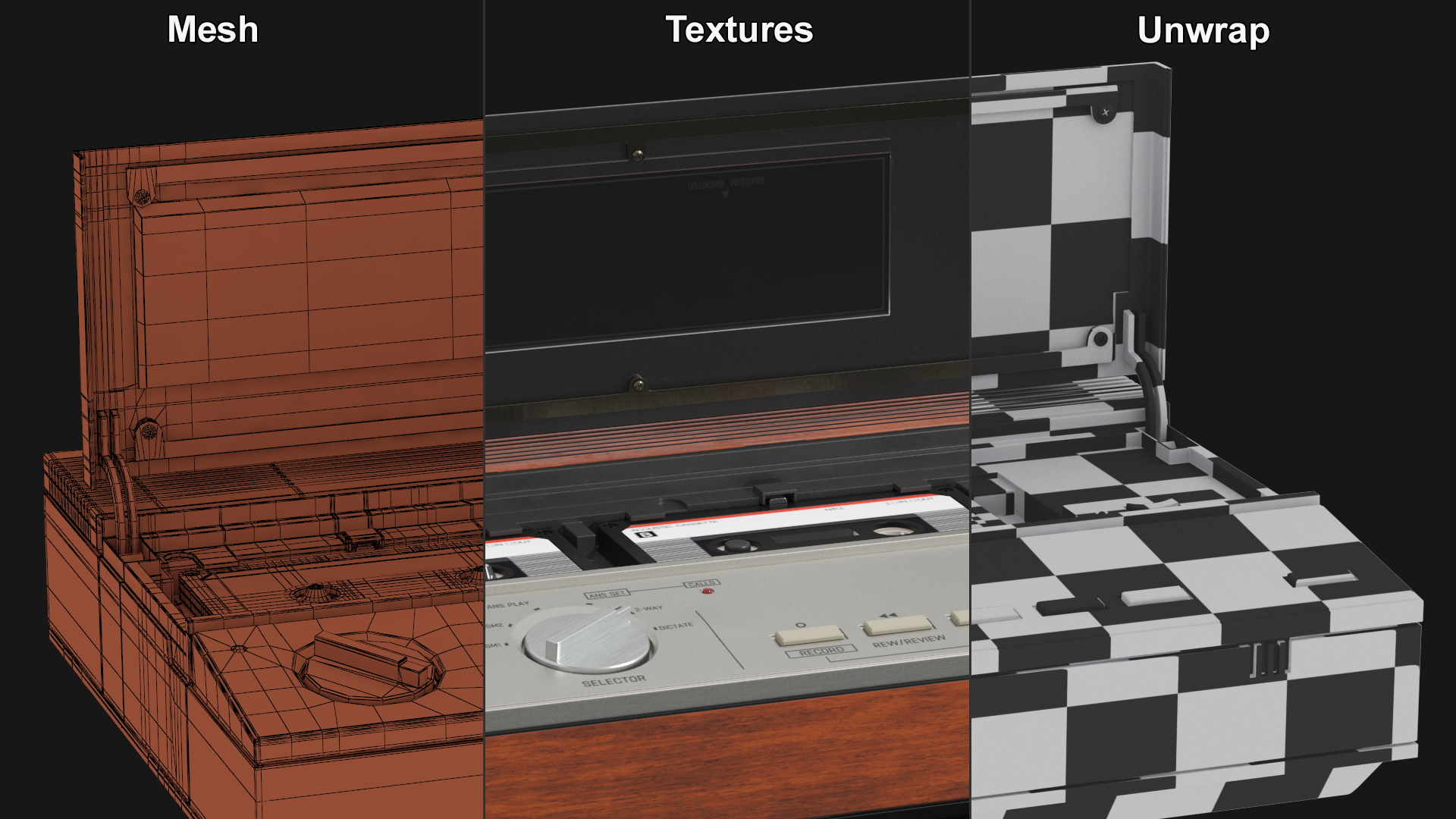 3D model Vintage Panasonic Easa Phone Cassette Tape Answering Machine