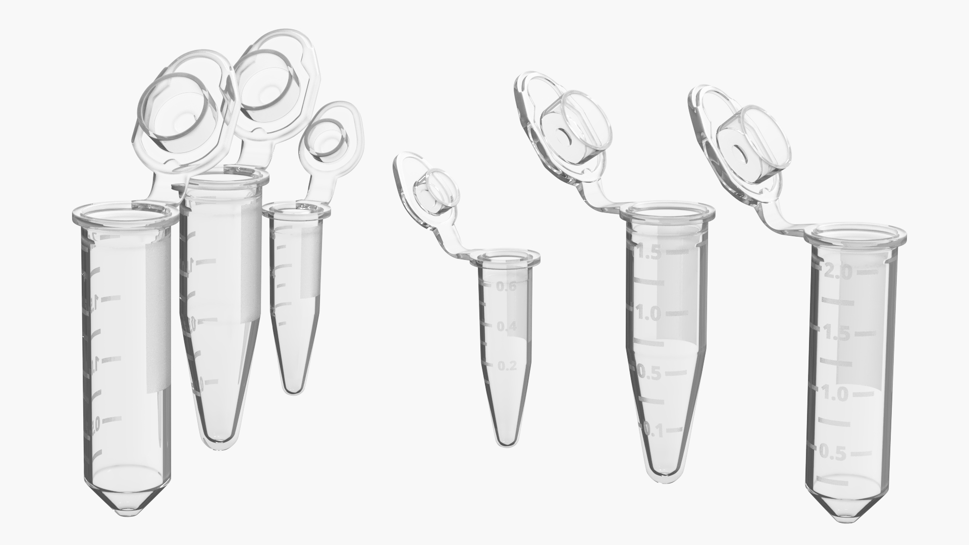 Microcentrifuge Tubes with Hinged Caps Set Clear - view 4