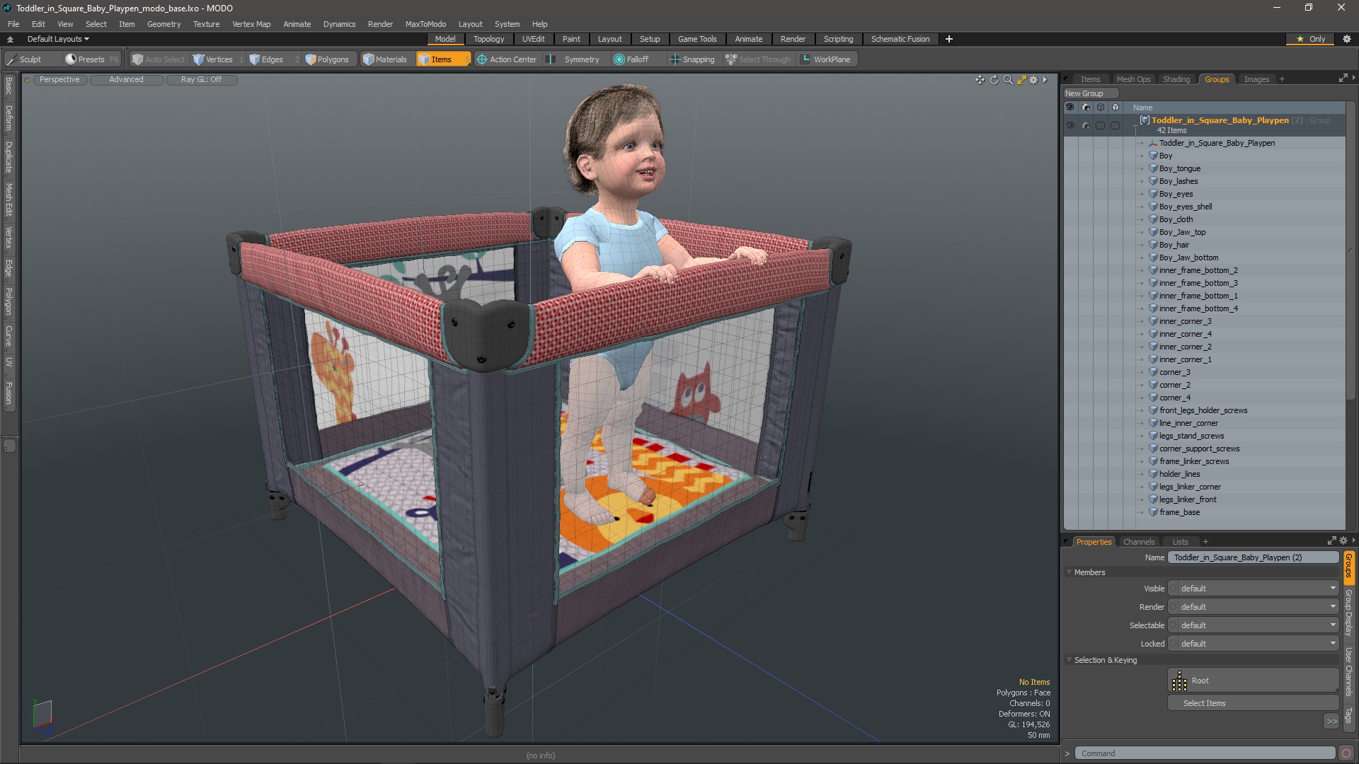 3D model Toddler in Square Baby Playpen