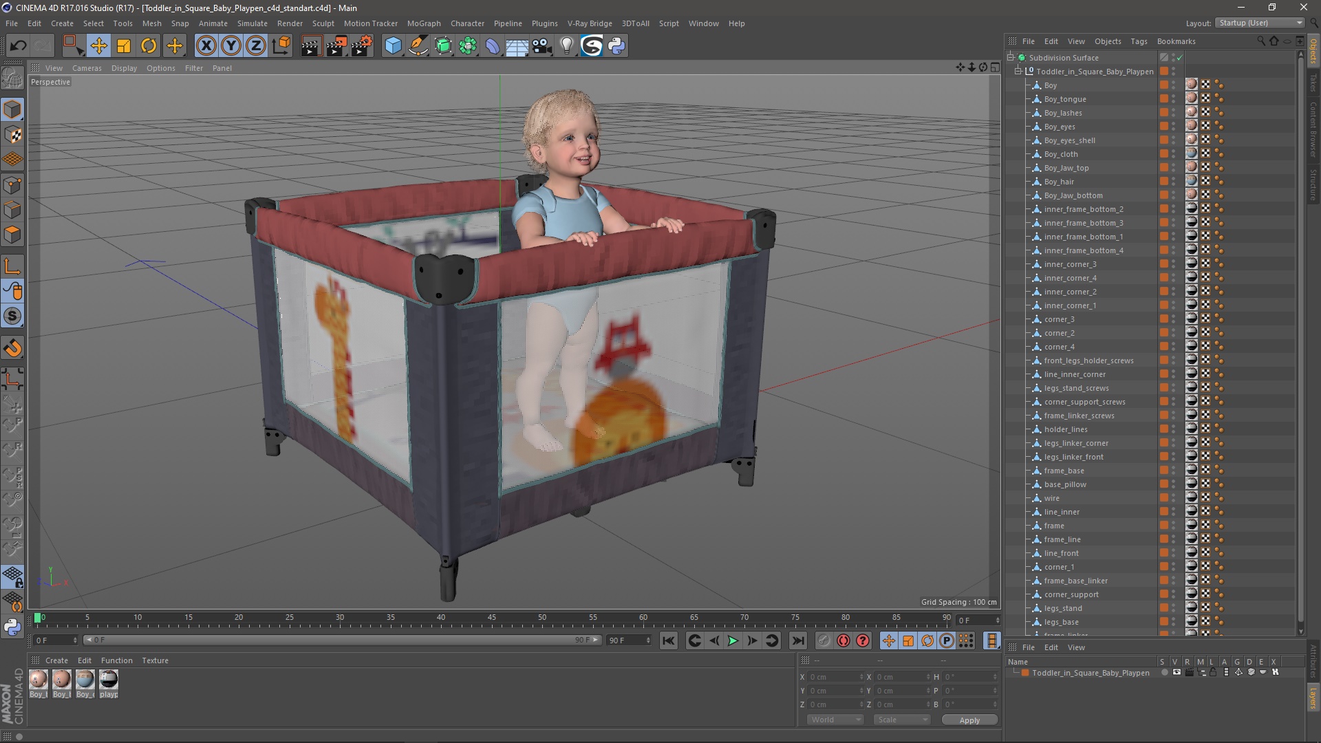 3D model Toddler in Square Baby Playpen
