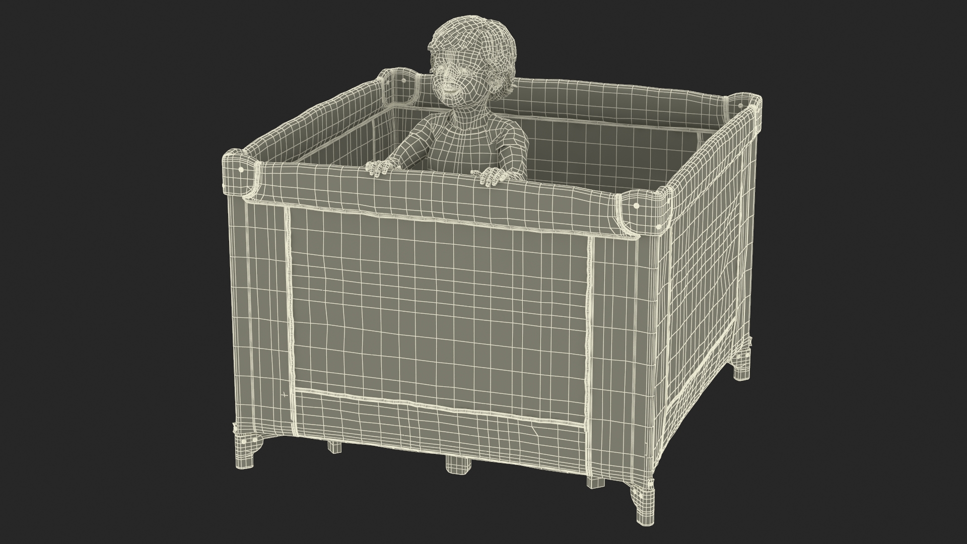 3D model Toddler in Square Baby Playpen