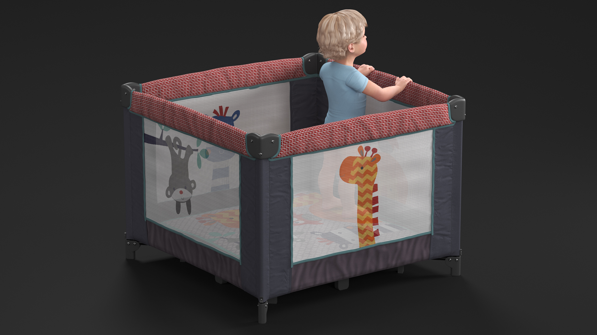3D model Toddler in Square Baby Playpen