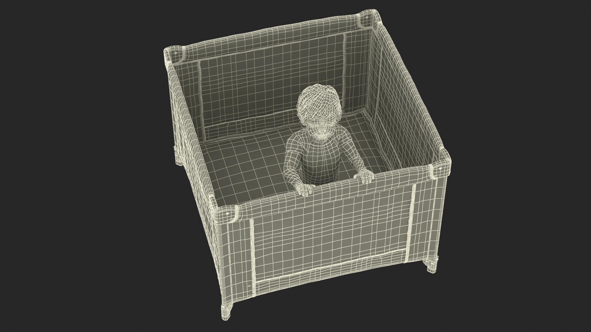 3D model Toddler in Square Baby Playpen