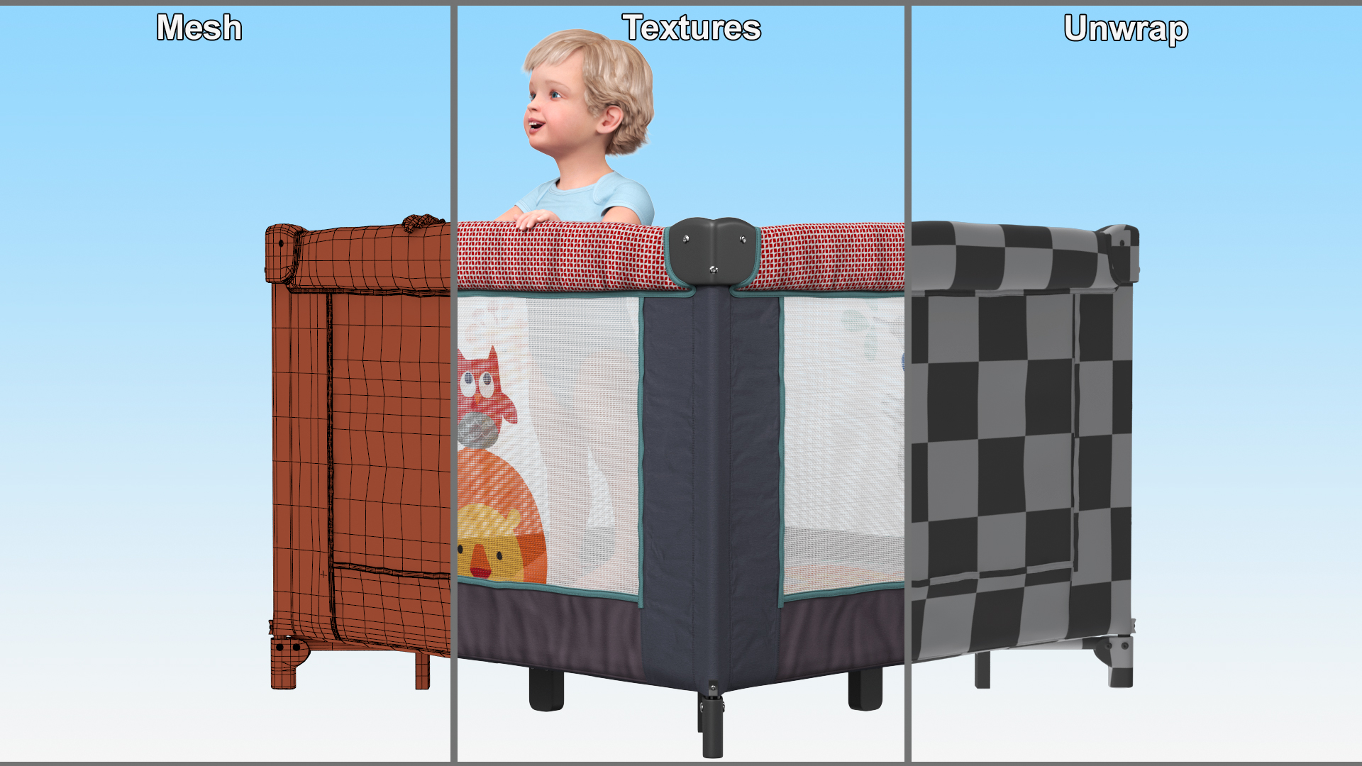 3D model Toddler in Square Baby Playpen