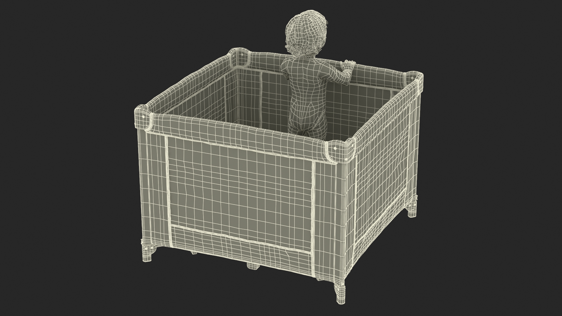 3D model Toddler in Square Baby Playpen