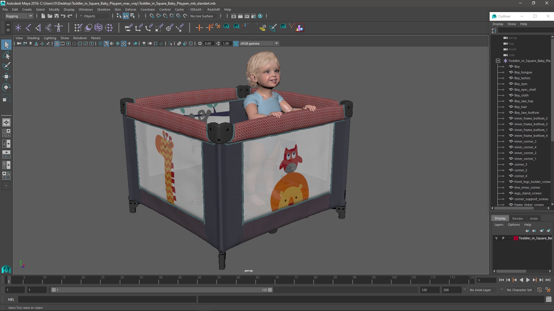3D model Toddler in Square Baby Playpen