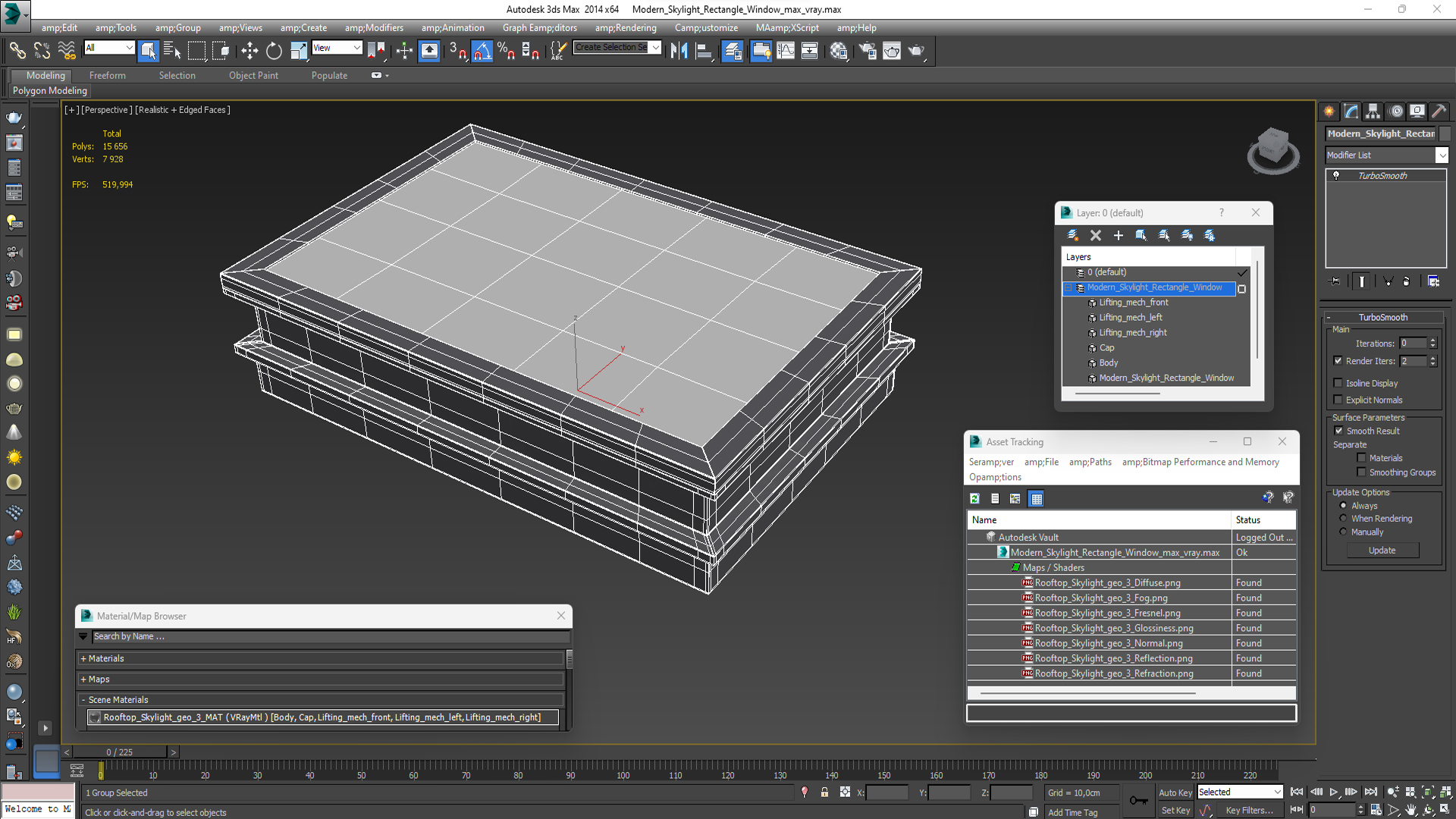 Modern Skylight Rectangle Window 3D