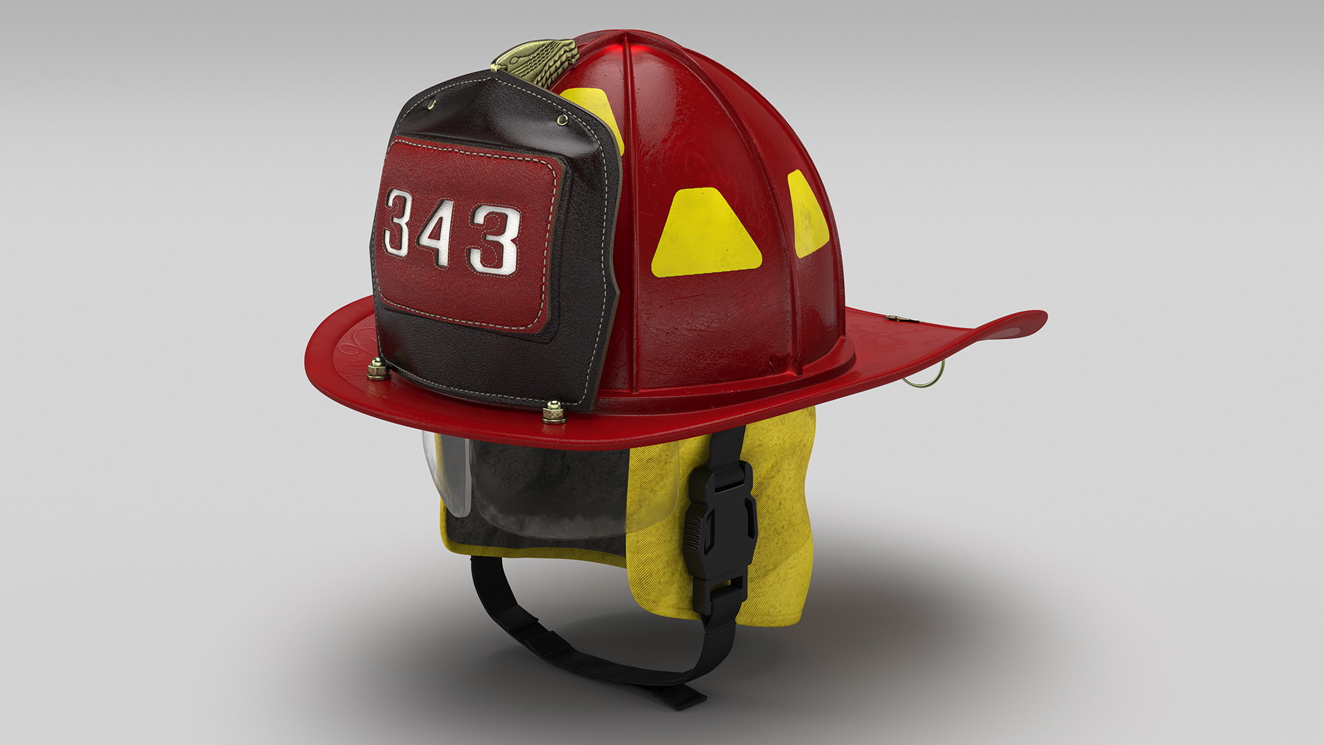 3D model Traditional Firefighter Helmet with Neck Protector