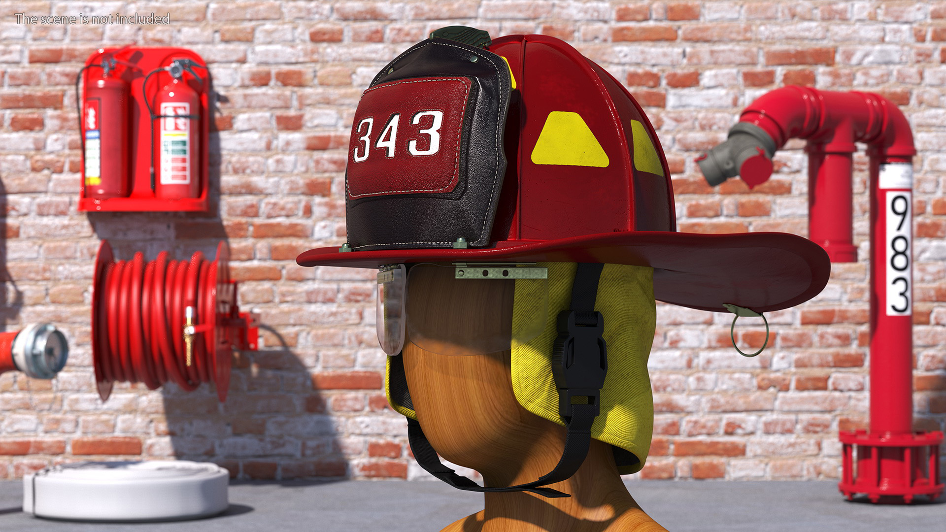 3D model Traditional Firefighter Helmet with Neck Protector