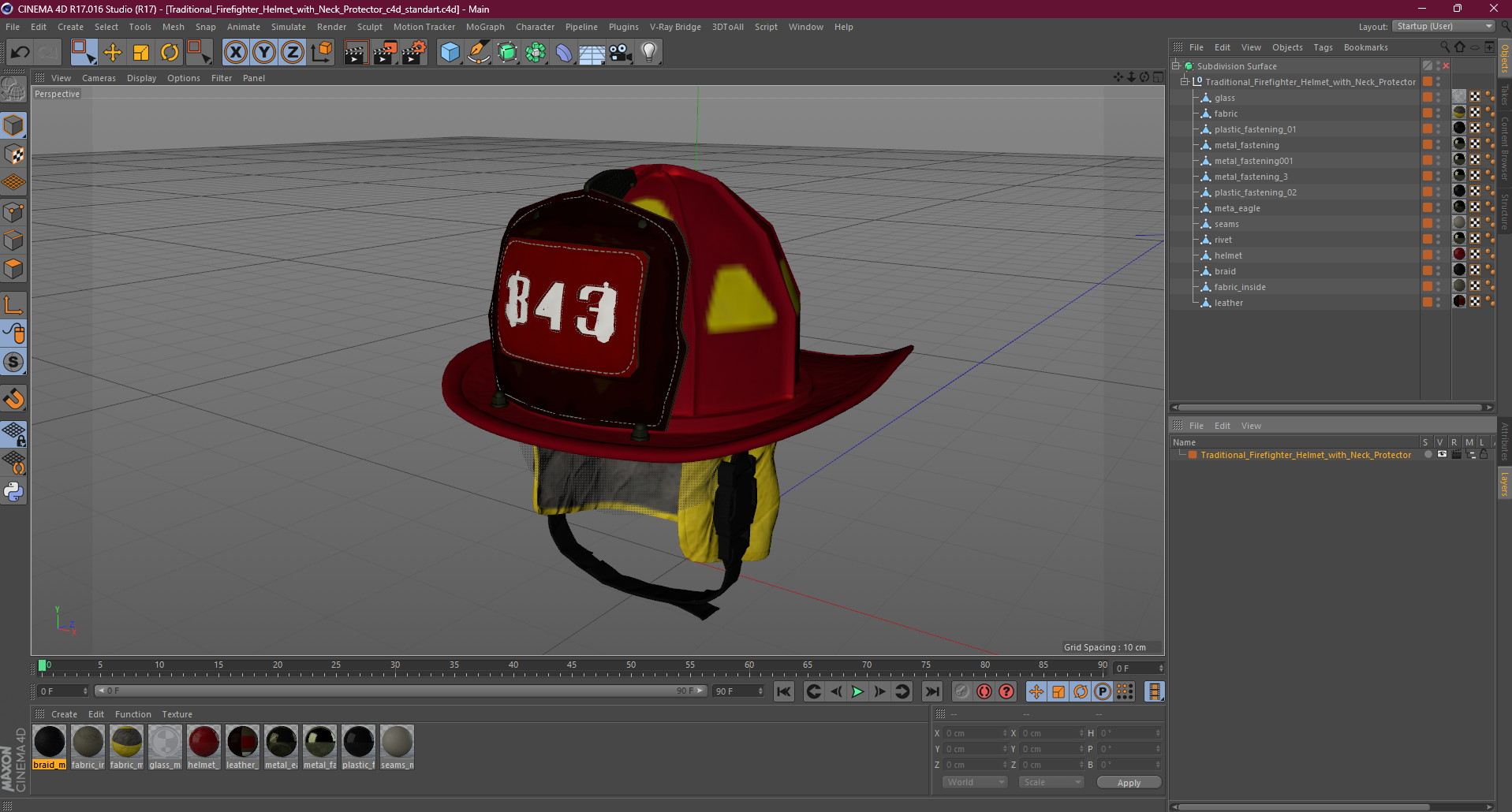 3D model Traditional Firefighter Helmet with Neck Protector