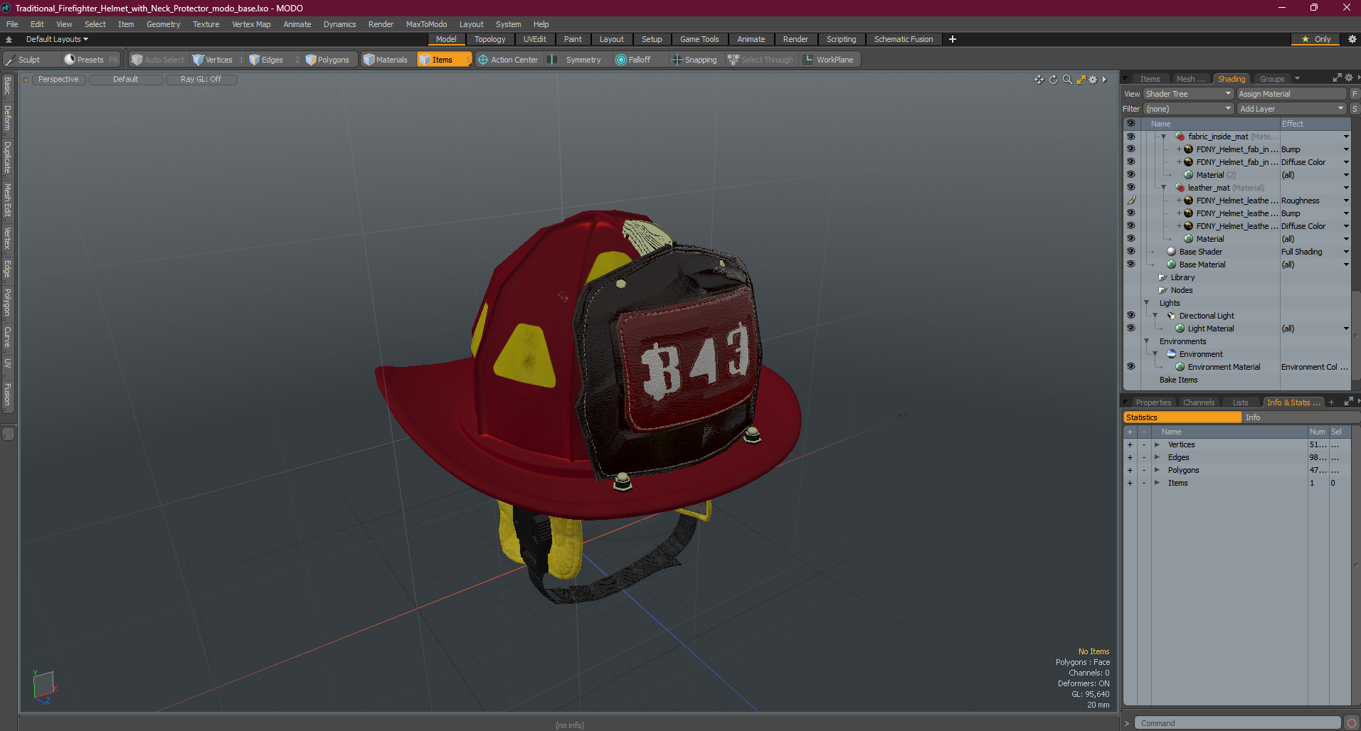 3D model Traditional Firefighter Helmet with Neck Protector