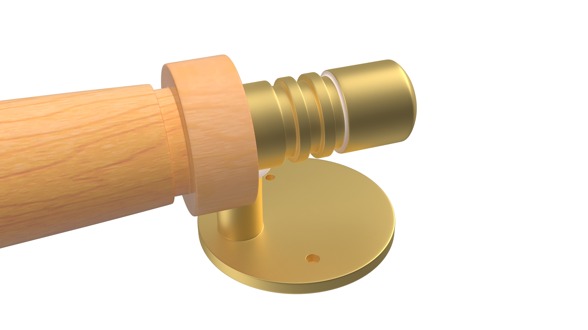 3D model Door Gold Handle with Wooden Oval Insert